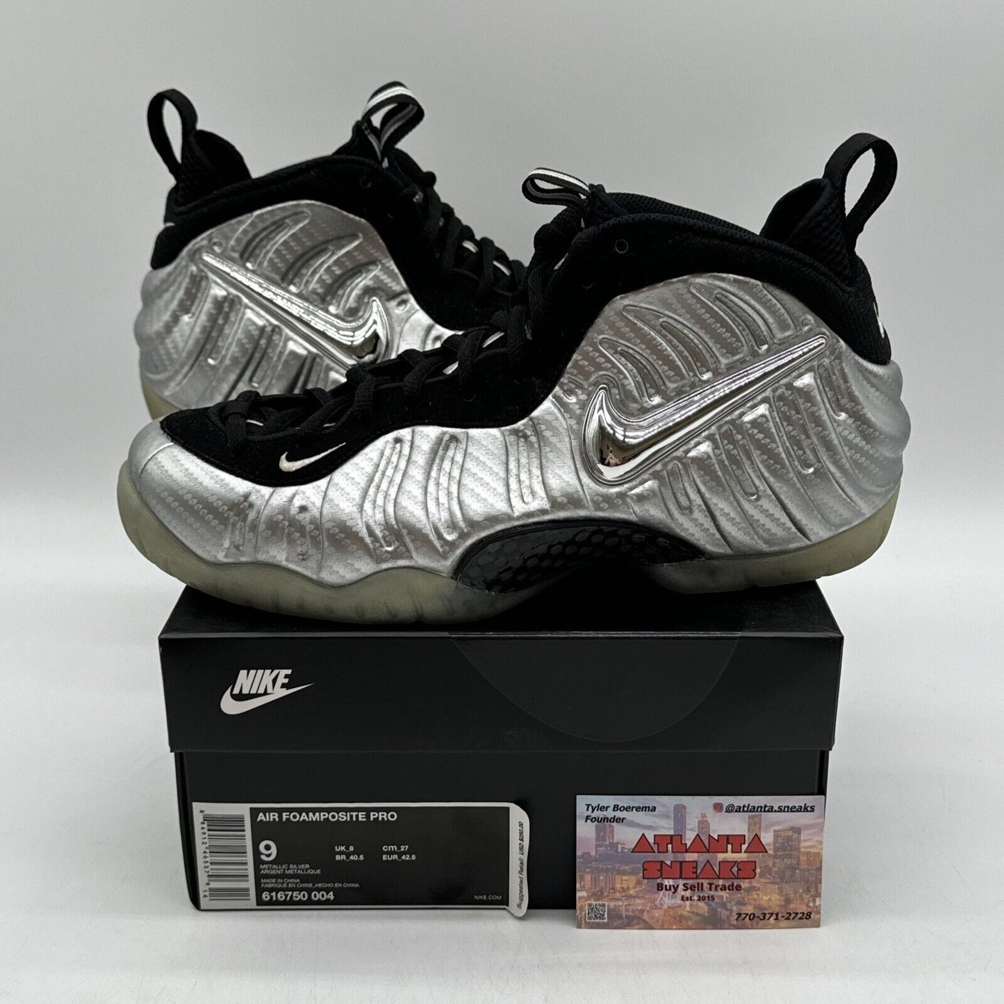 Size 9 - Nike Air Foamposite Pro ‘Silver Surfer’ Silver Shiny Icy Some Reflect