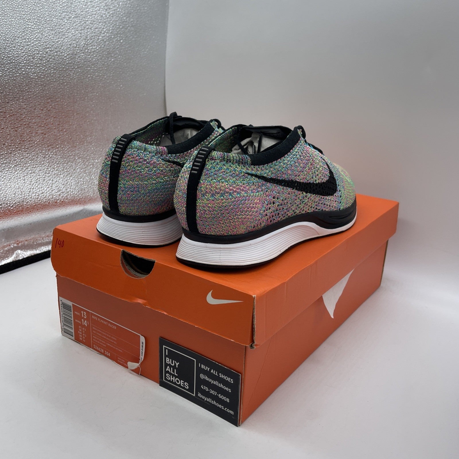 Size 13 - Nike Flyknit Racer 2015 Multi-Color Black Suede (526628-304)