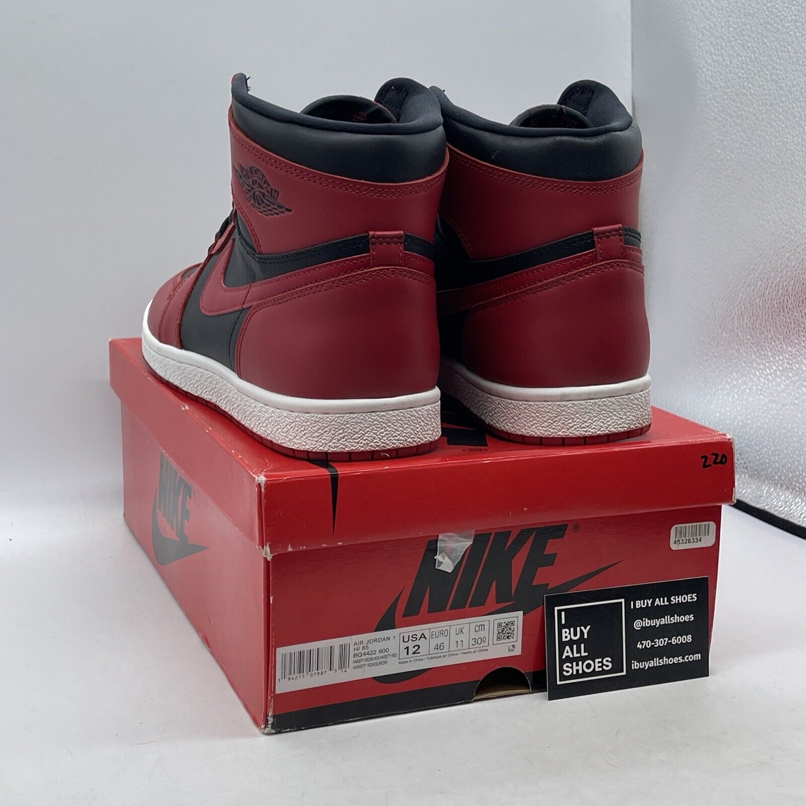 Size 12 - Jordan 1 Retro High 85 Varsity Red Black White Leather (BQ4422-600)