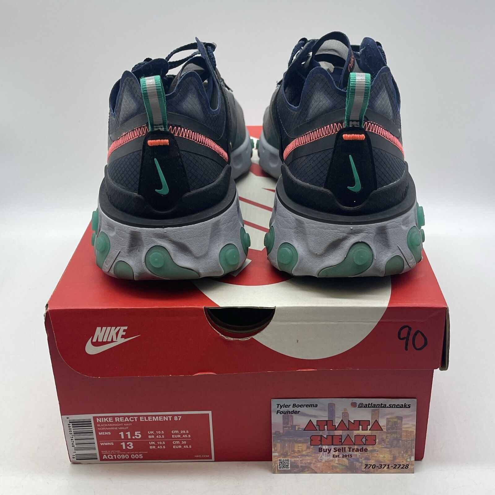 Size 11.5 - Nike React Element 87 Neptune Green 2018 Blue Black Pink (AQ1090-005