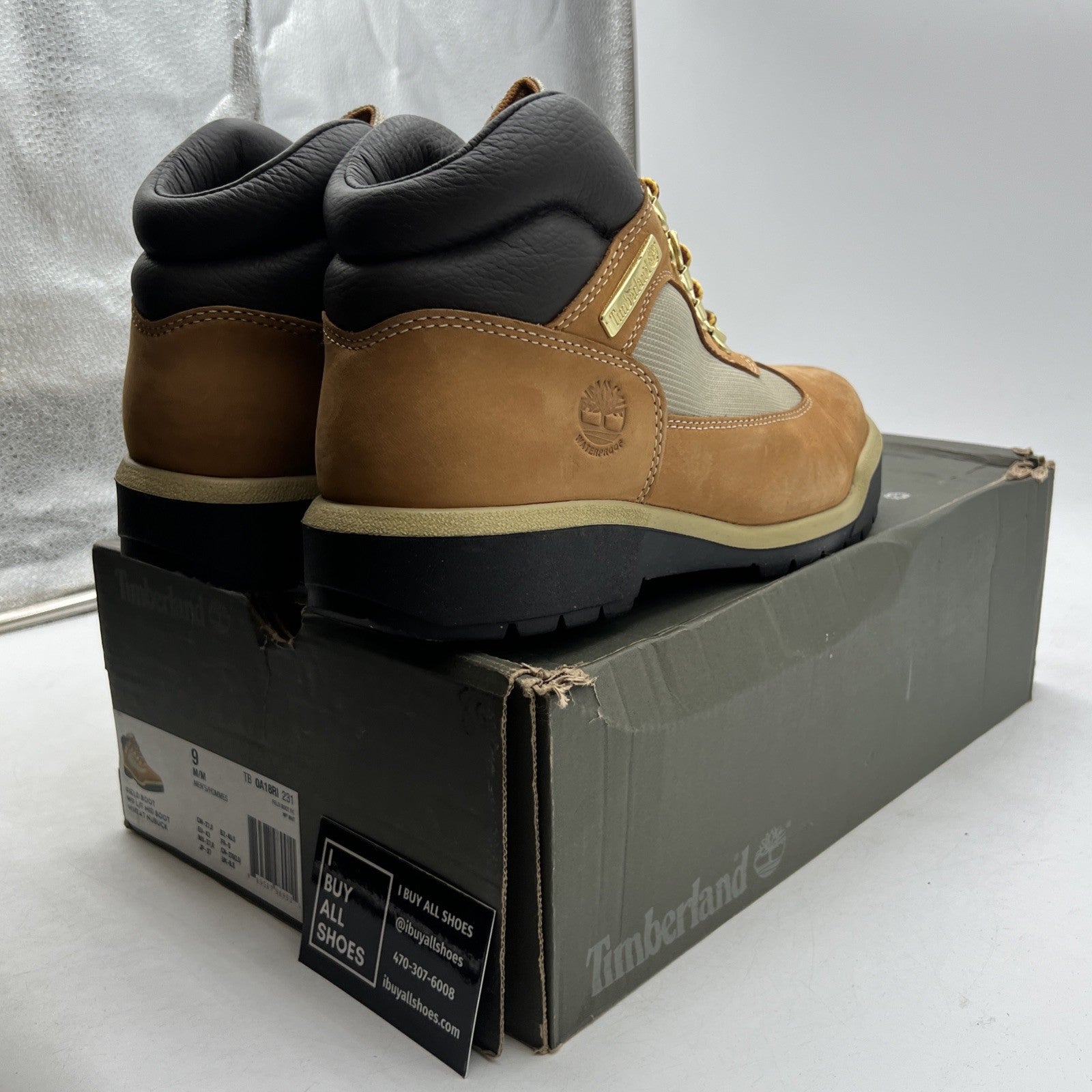 Size 9 - Timberland Men's Wheat Nubuck Leather Waterproof Boots (TB0A18RI231)