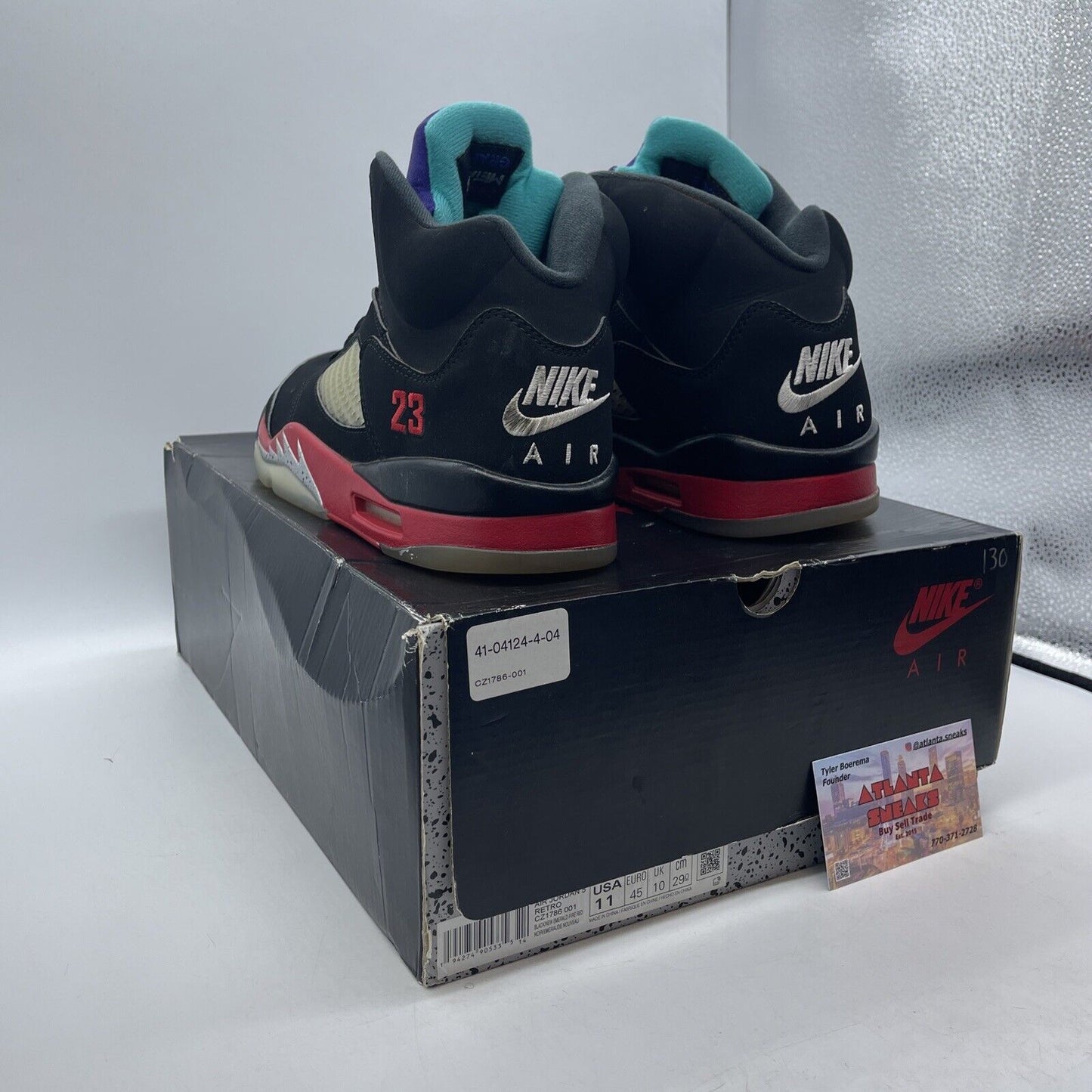 Size 11 - Jordan 5 Retro Top 3 Black 2020 Red Silver blue Suede (CZ1786-001)