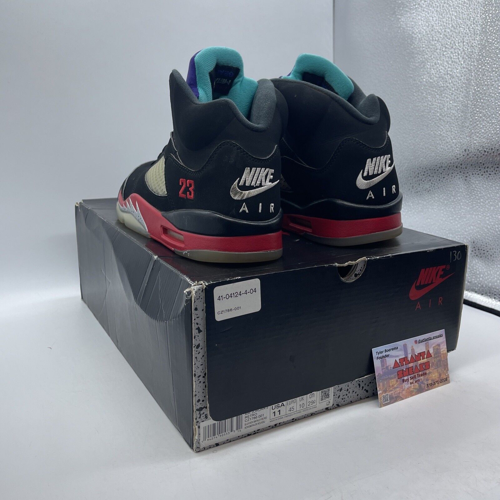 Size 11 - Jordan 5 Retro Top 3 Black 2020 Red Silver blue Suede (CZ1786-001)