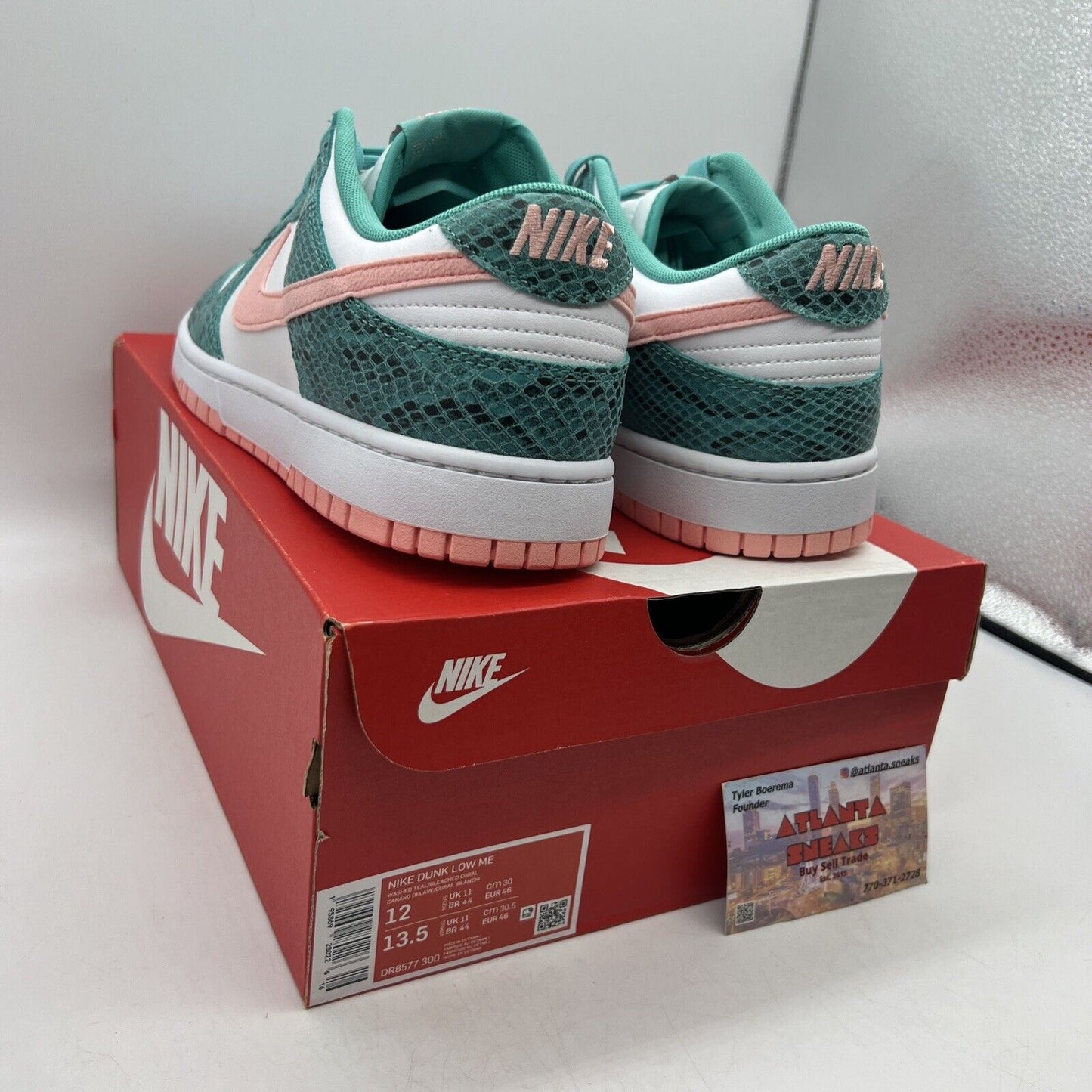 Size 12 - Nike Dunk Low Washed Teal Snakeskin 2022 Brand New Og All