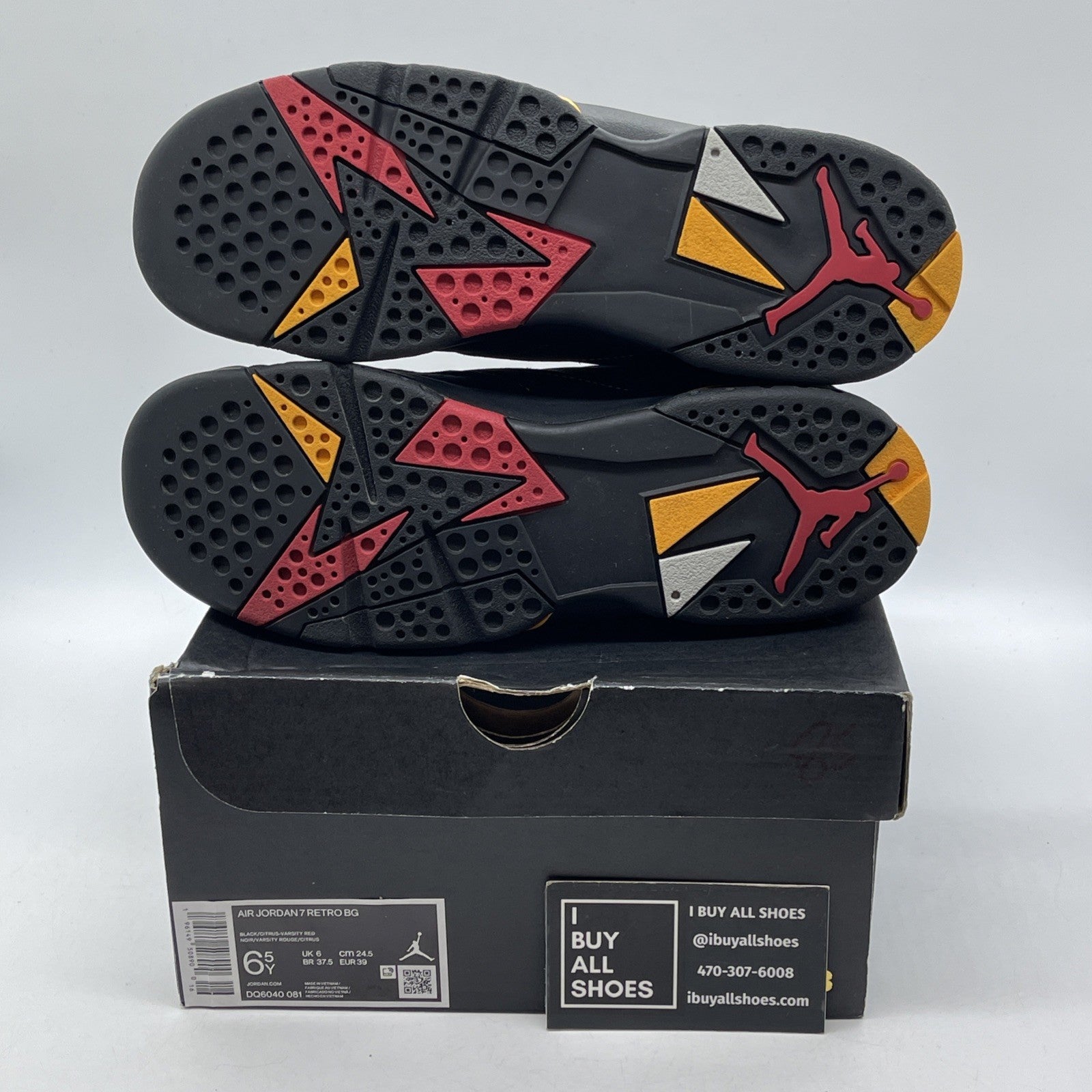 Size 6.5Y - Jordan 7 Retro 2022 Mid Citrus Black Suede (DQ6040-081)