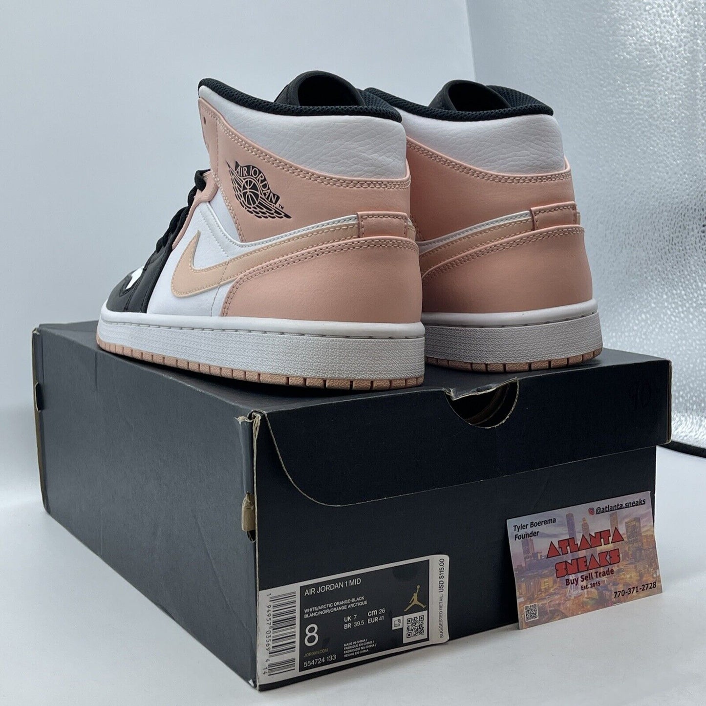 Size 8 - Air Jordan 1 Mid Crimson Tint White Orange Black Leather (554724-133)