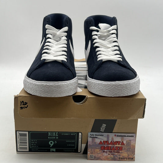 Size 9.5 - NIKE SB ZOOM BLAZER MID NAVY-WHITE (310801-402)