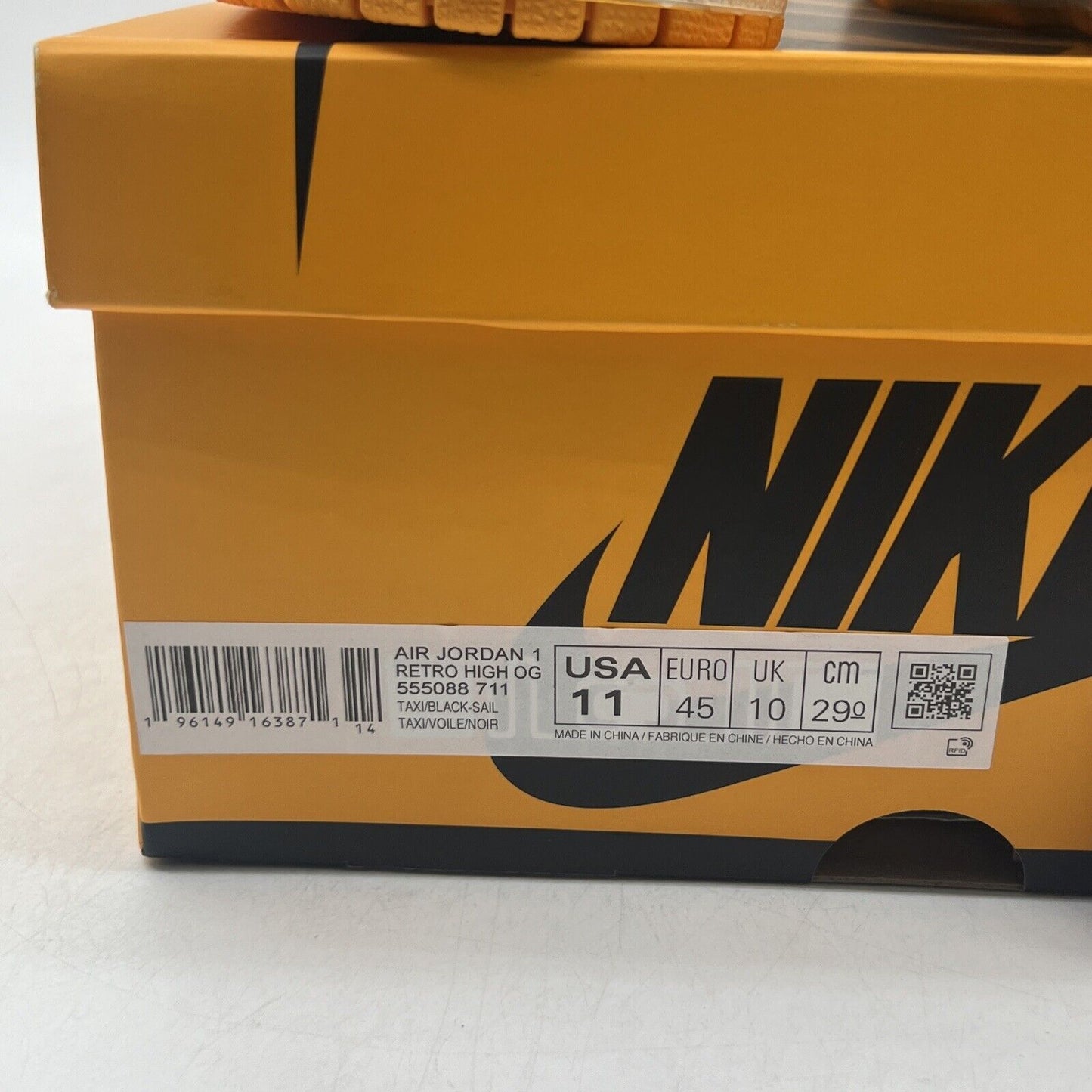 Size 11 - Jordan 1 Retro OG High Yellow Toe Black White Leather (555088-711)