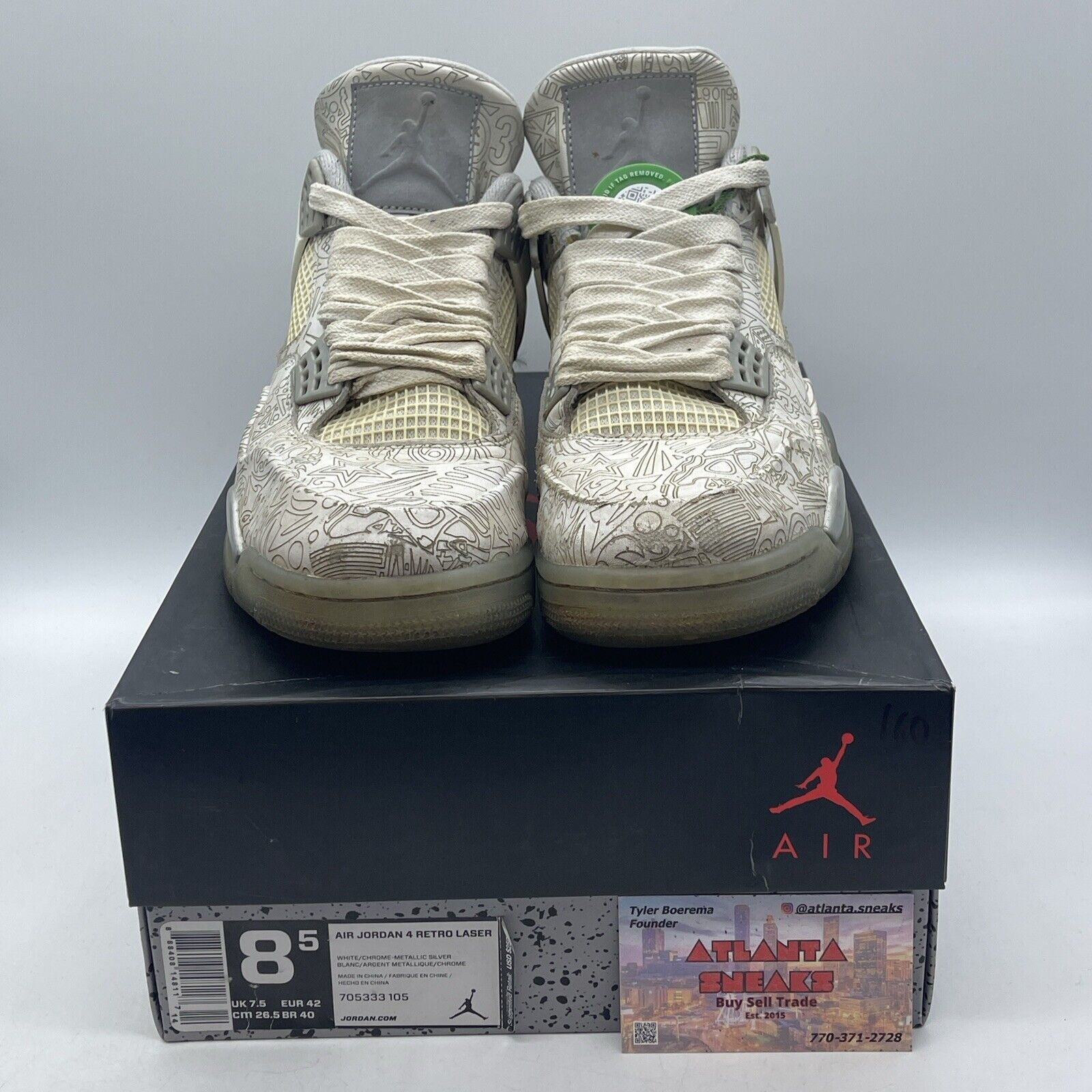 Size 8.5 - Air Jordan 4 Retro 30th Anniversary Laser Solver Leather (705333-105)