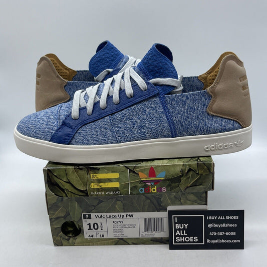 Size 10.5 - adidas Pharrell x Vulc Lace Up Blue Suede Brown Leather (AQ5779)