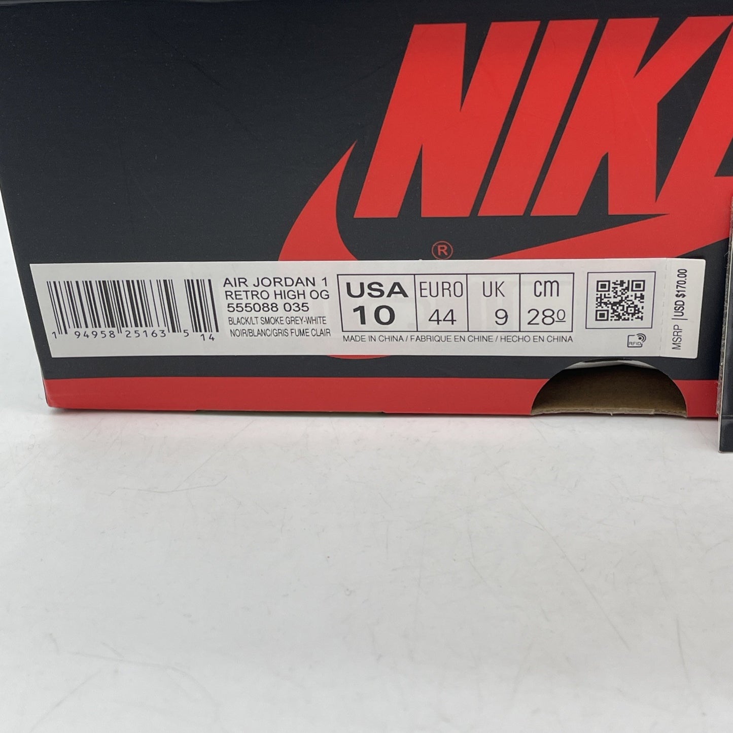 Size 10 - Jordan 1 Retro OG High Shadow 2.0 Grey Black Suede (555088-035)