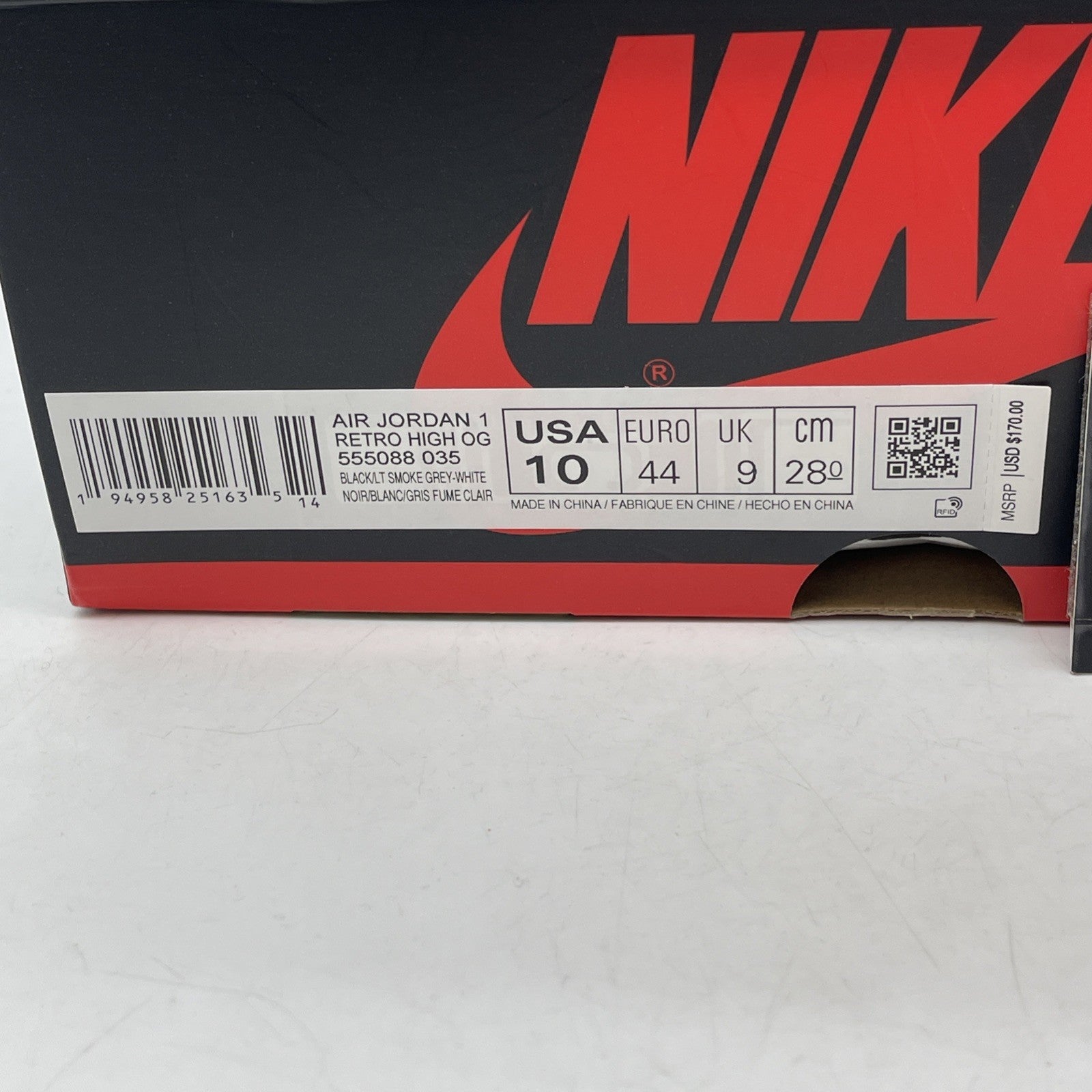 Size 10 - Jordan 1 Retro OG High Shadow 2.0 Grey Black Suede (555088-035)