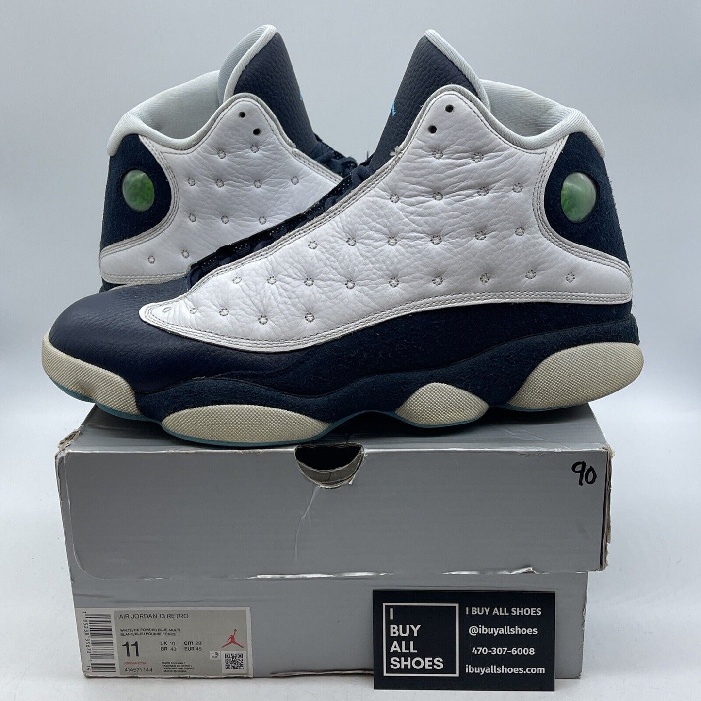 Size 11 - Jordan 13 Retro Obsidian Blue Suede White Leather (414571-144)