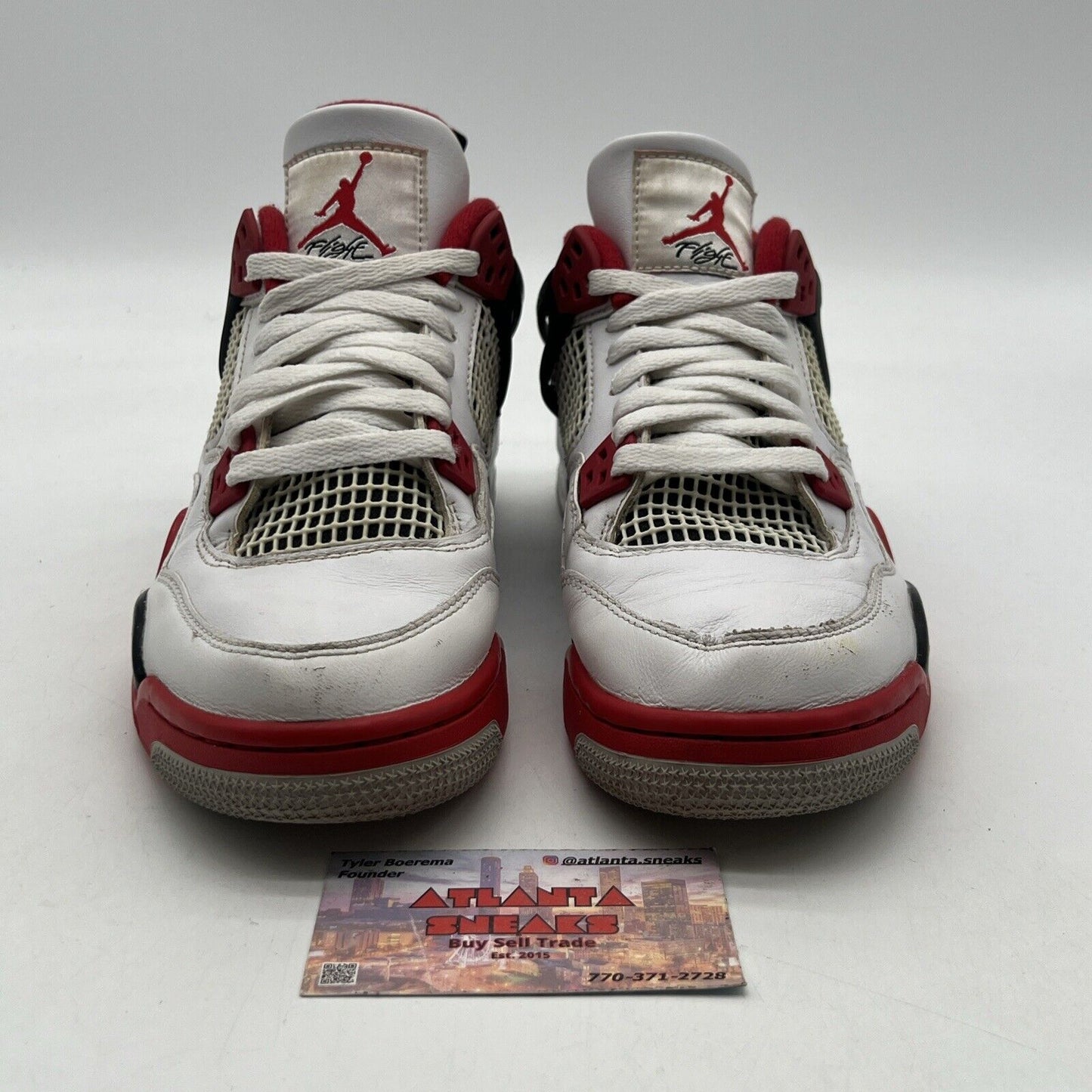 Size 6.5 - Jordan 4 Retro OG Mid Fire Red Black Red White Leather (408452-160)