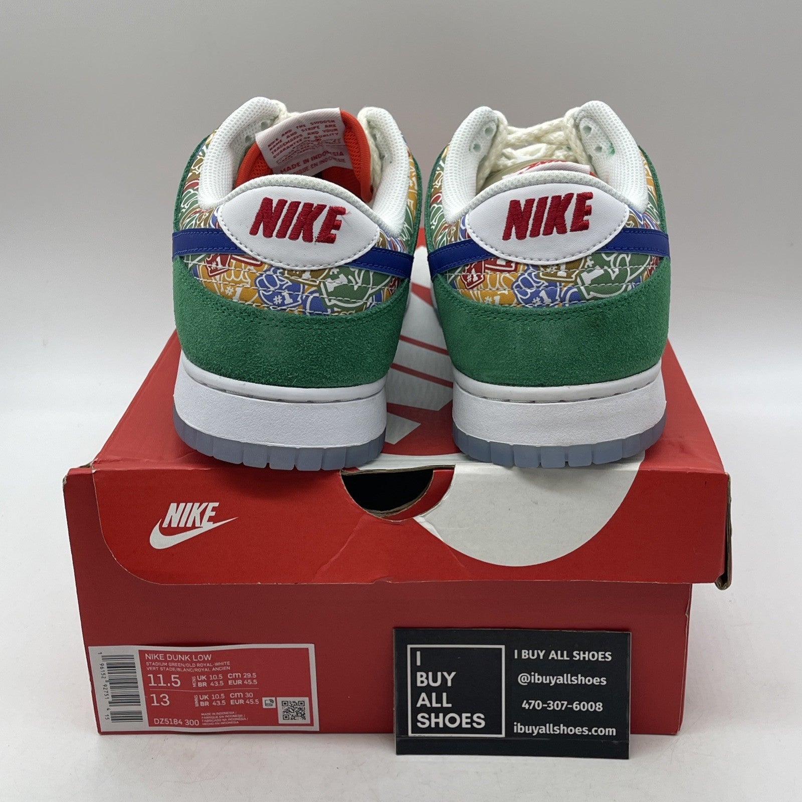 Size 11.5 - Nike Dunk Low Foam Finger Green Suede Lethe (DZ5184-300)