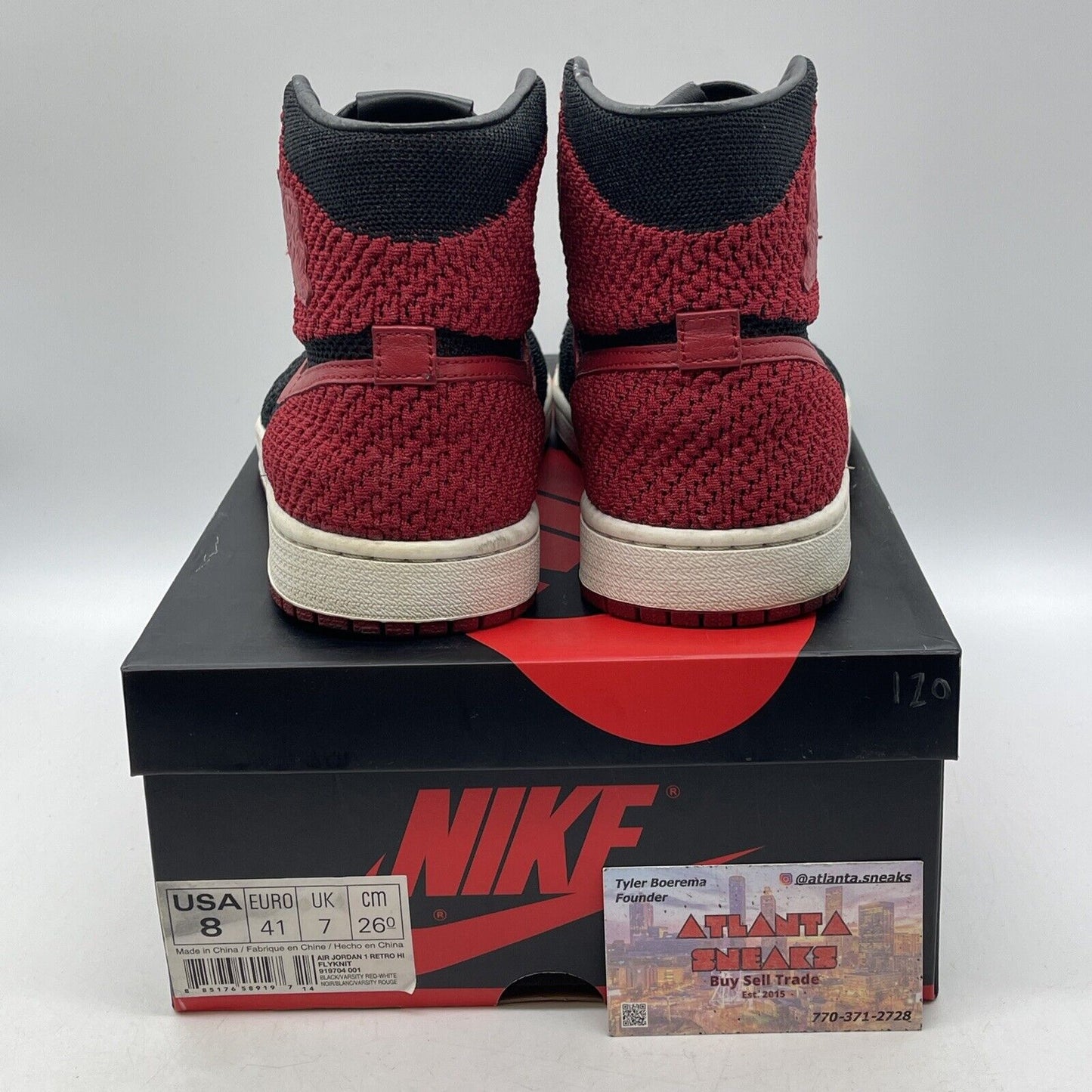 Size 8 - Air Jordan 1 Retro OG Flyknit High Bred Red Black Suede (919704-001)