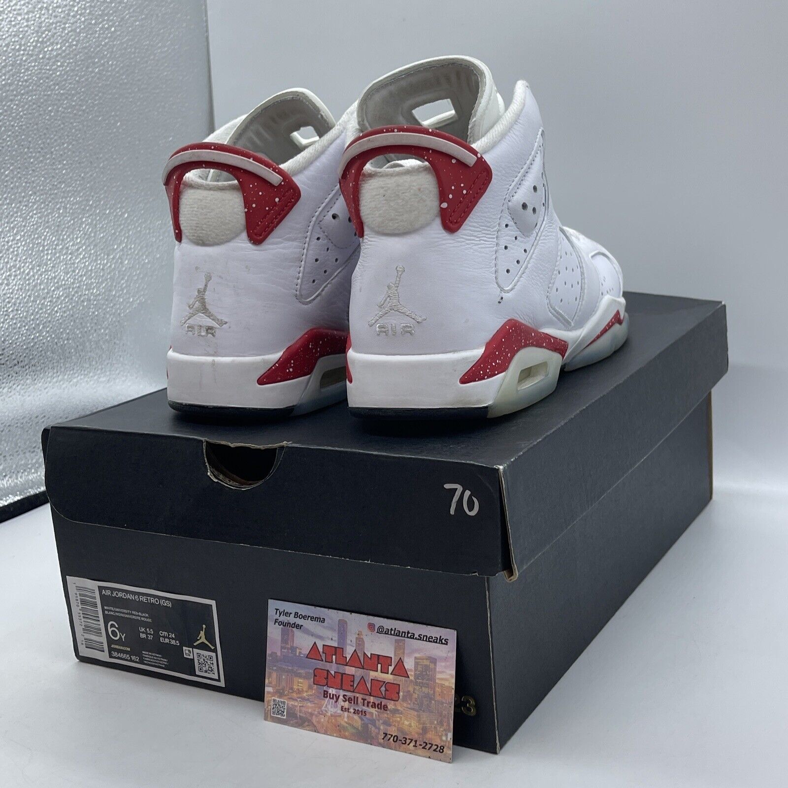 Size 6Y (GS) - Jordan 6 Retro Sample Mid Red Oreo White Leather (384665-162)