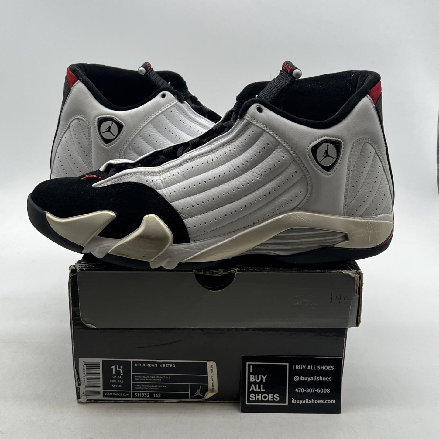 Size 14 - Air Jordan 14 Retro 2006 Black Toe (311832-162)