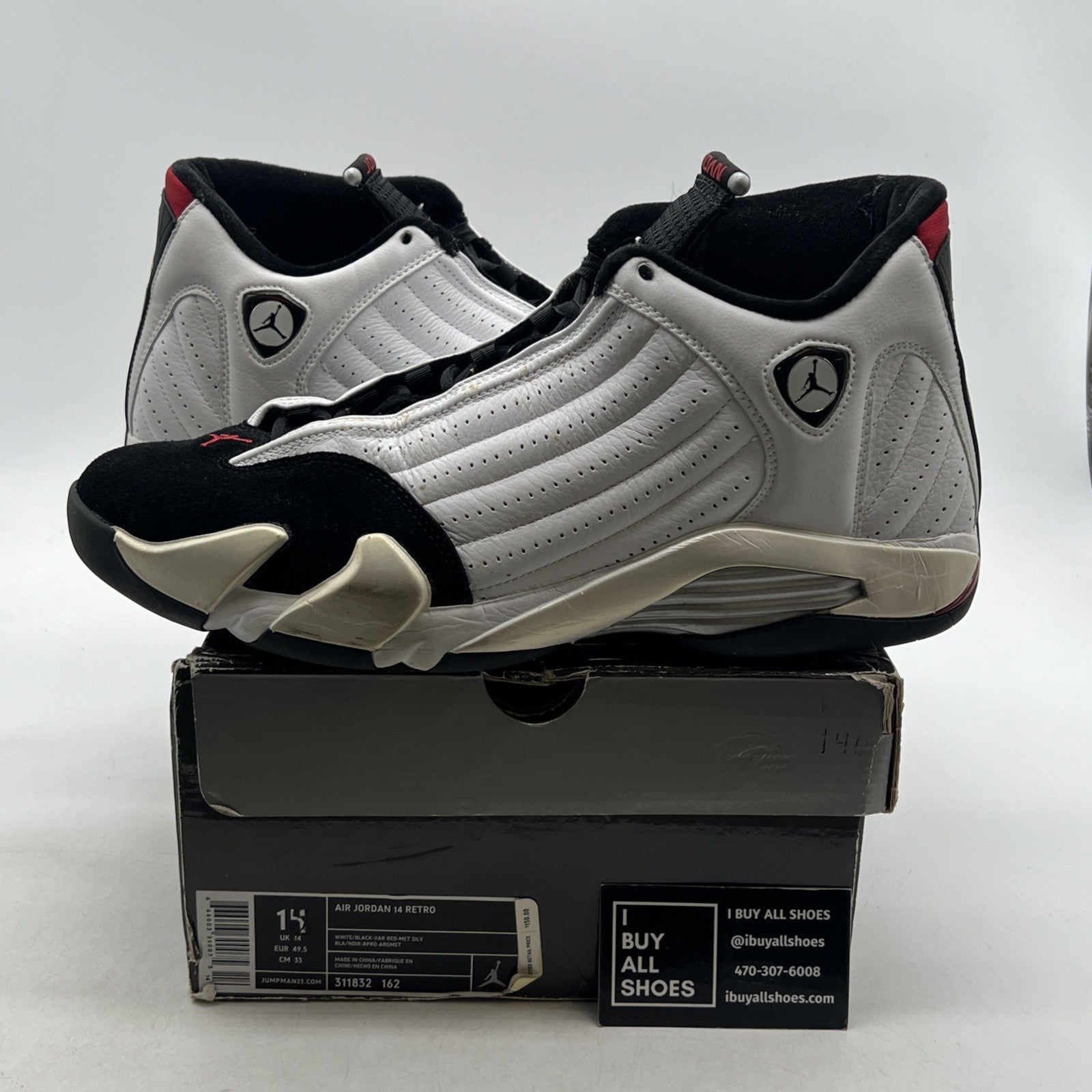 Size 14 - Air Jordan 14 Retro 2006 Black Toe (311832-162)
