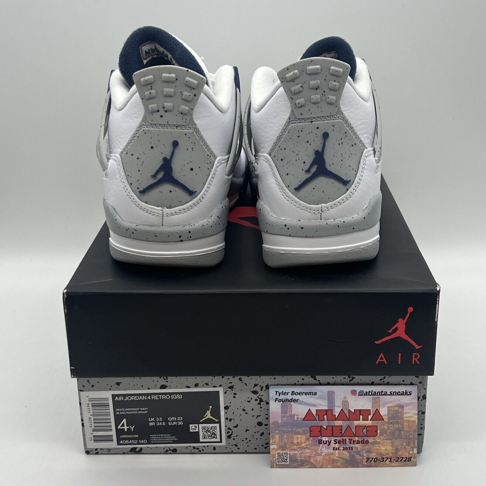 Size 4 - Jordan 4 Retro Mid Midnight Navy Brand New Og All White