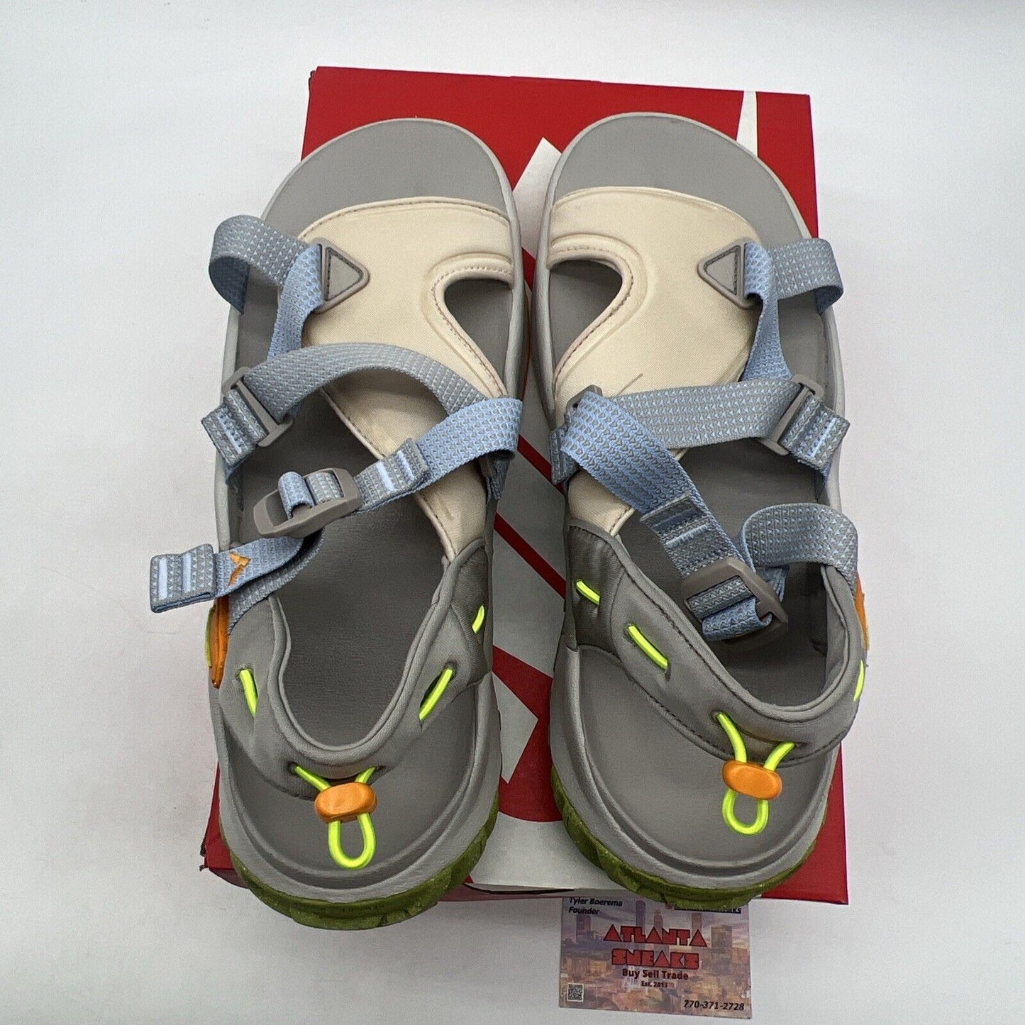 Size 12 -Nike Oneonta Men’s Trail Sandals DJ6604-100 Grey Blue Orange Green Shoe