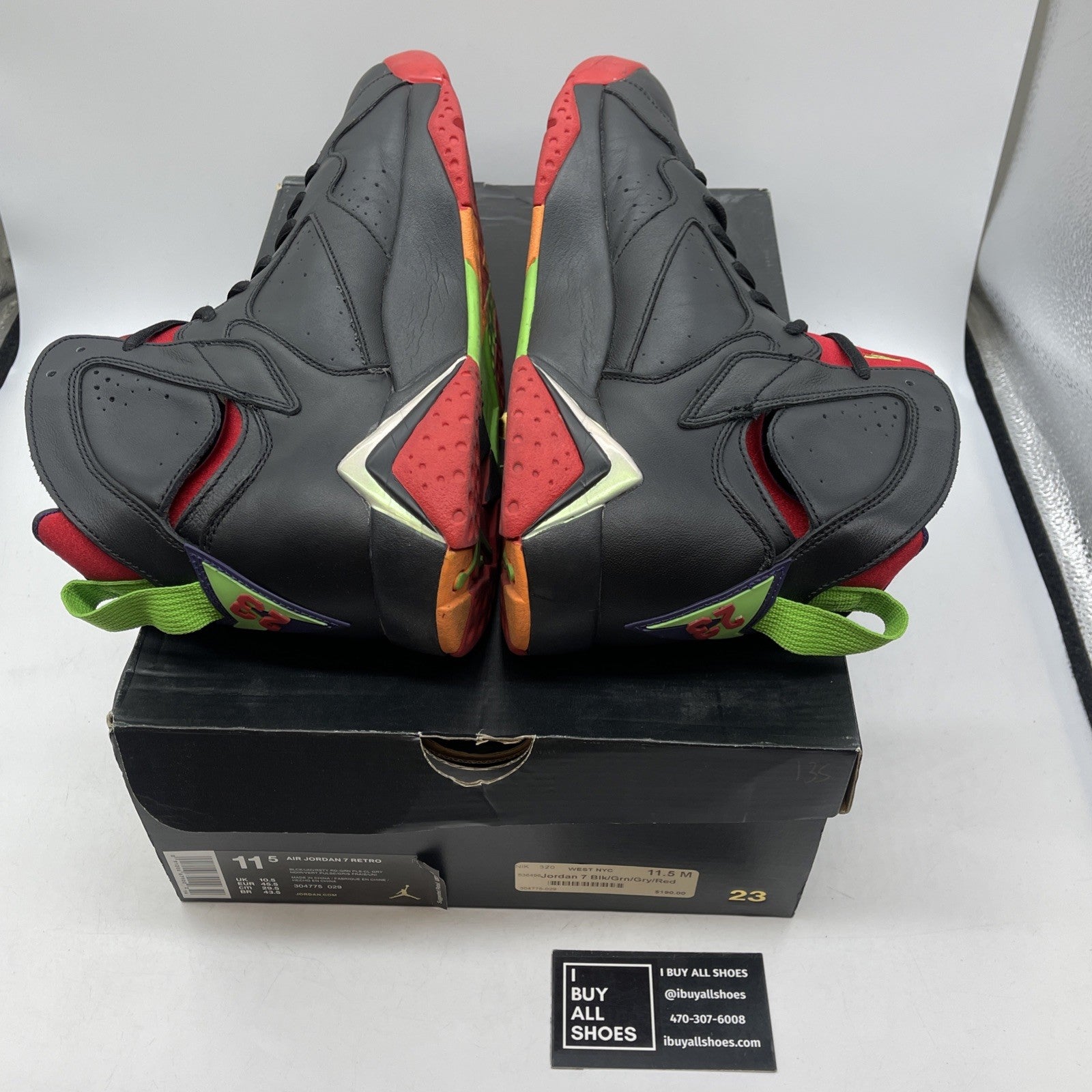 Size 11.5 - Air Jordan 7 Retro Marvin the Martian Black Leather (304775-029)