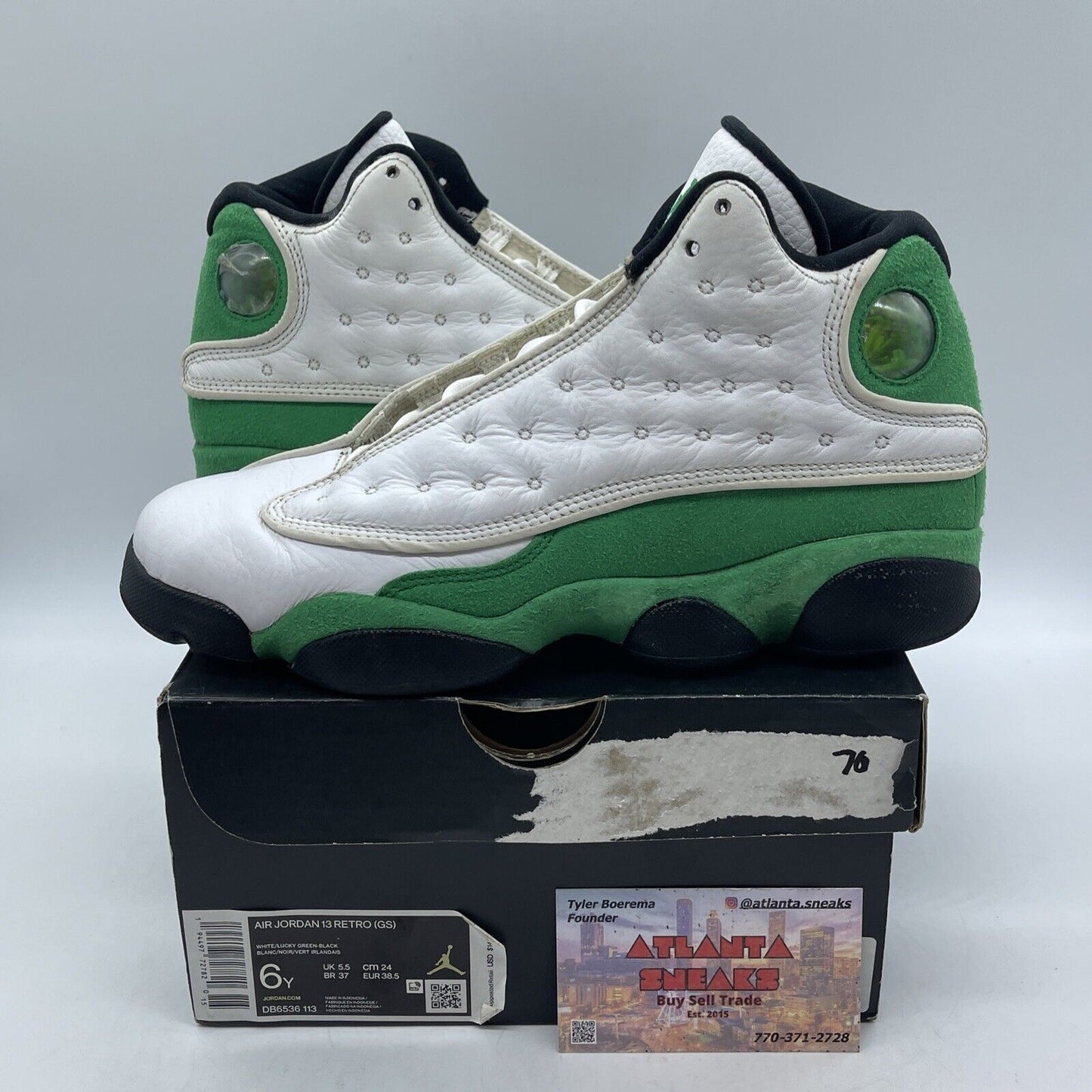 Size 6Y - Nike Air Jordan 13 Retro GS Lucky Green Leather  (DB6536-113)