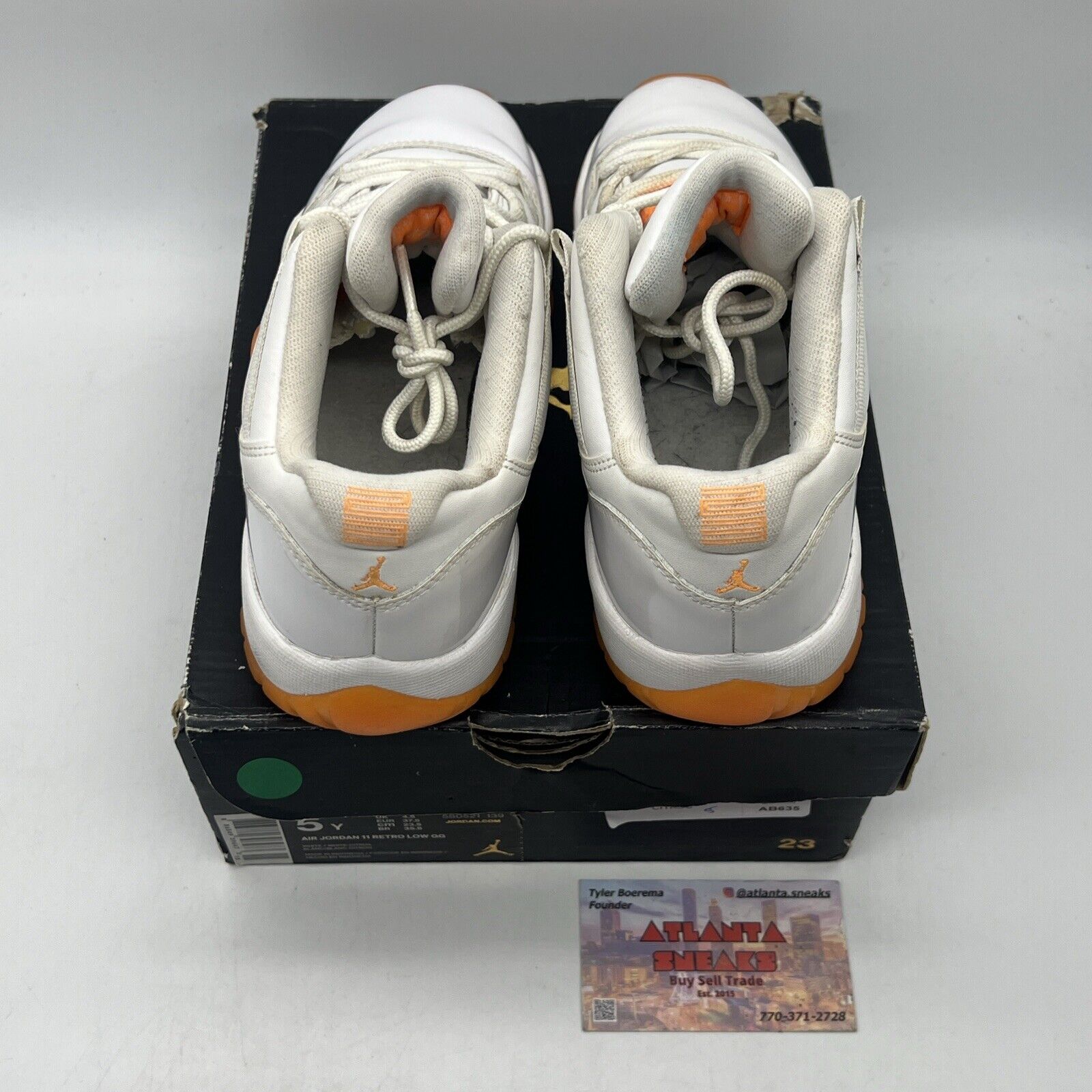 Nike Air Jordan Retro 11 XI Low GG Citrus Size 5Y White Orange (580521-139)