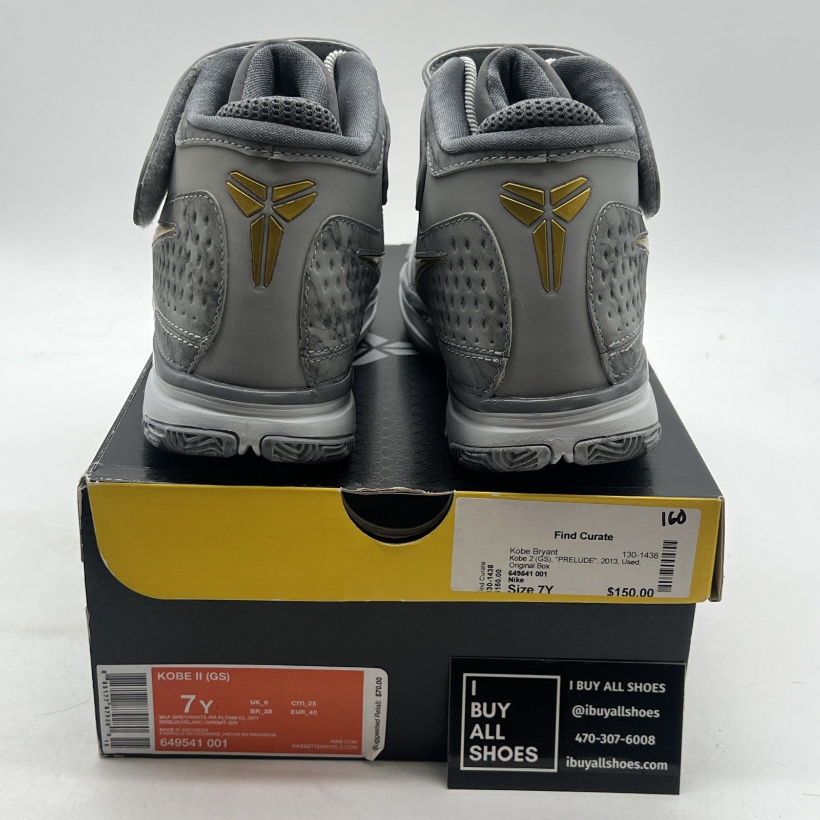 Size 7Y - NIKE KOBE II 2 (GS) "PRELUDE" WOLF GREY (649541-001)