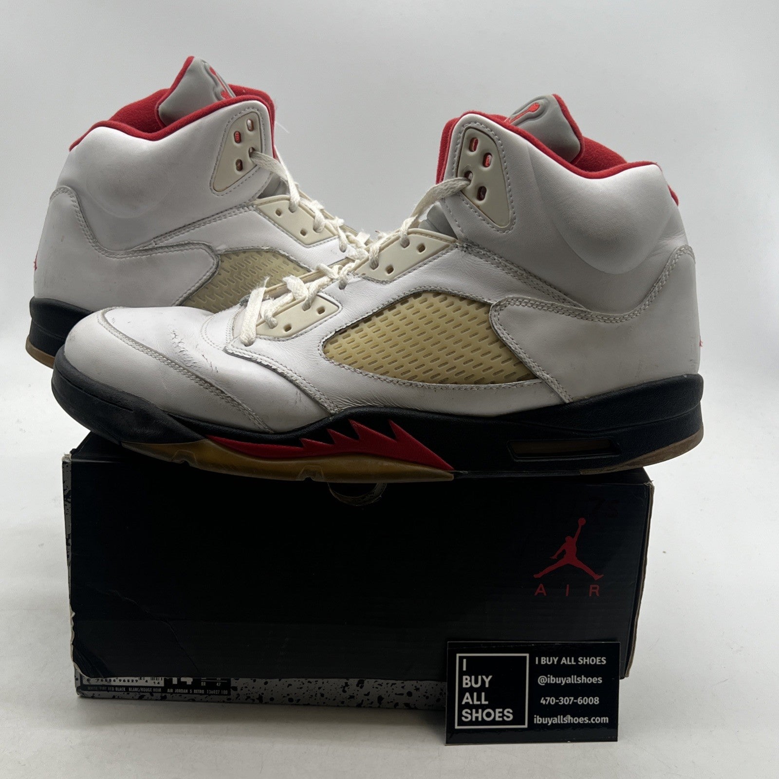 Size 14 - Air Jordan 5 Retro 2013 White Fire Red (136027-100)