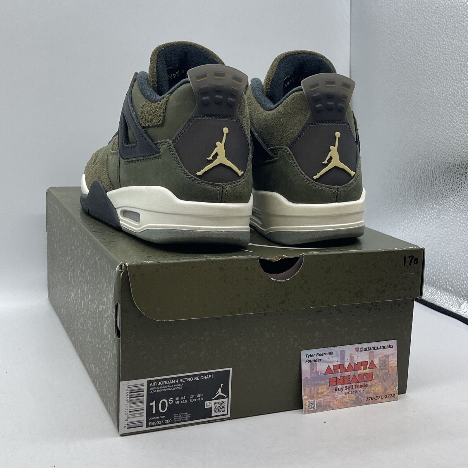 Size 10.5 - Jordan 4 SE Retro Low Craft - Olive Black Suede White (FB9927-200)