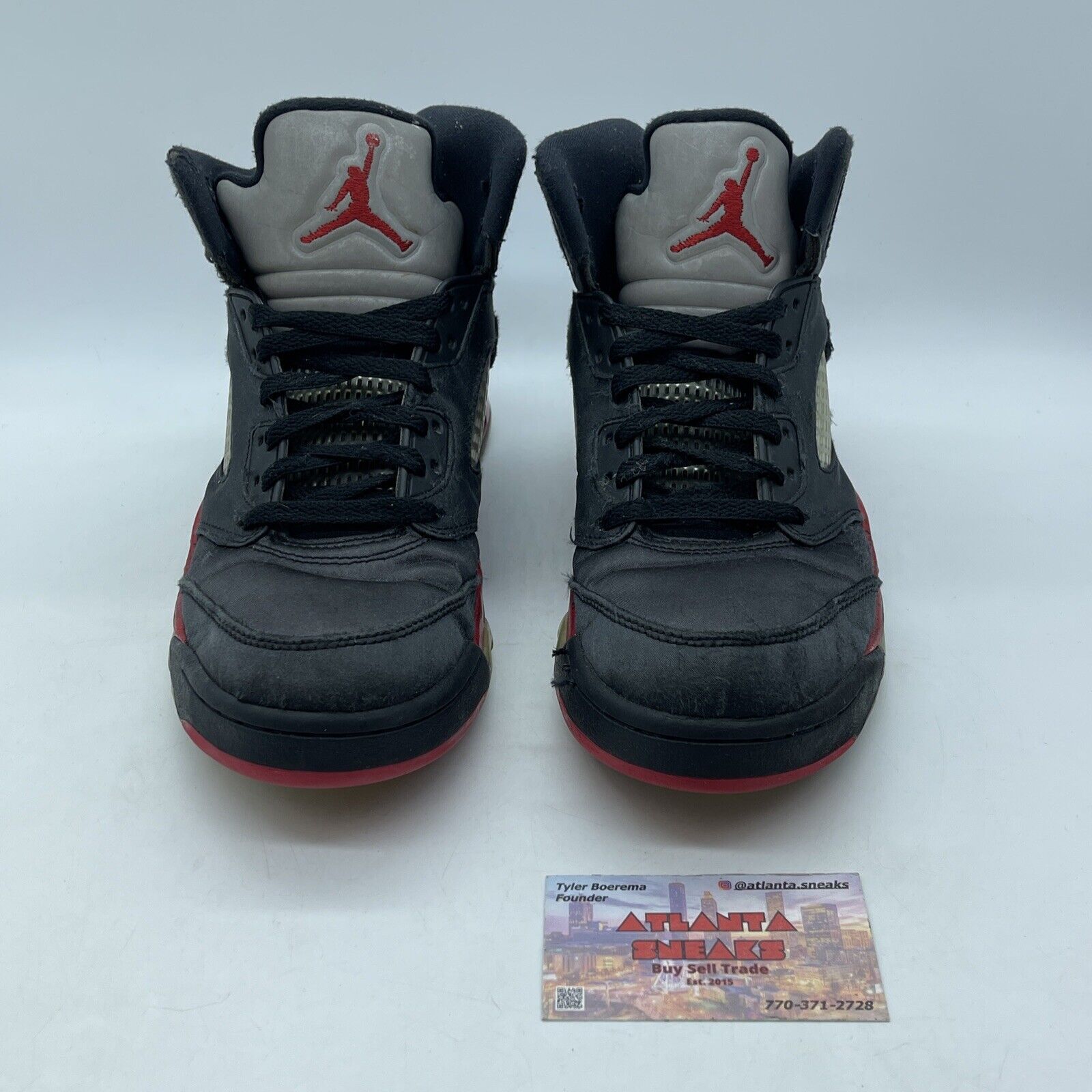 Size 8.5 - Air Jordan 5 Retro Satin Bred Black Red Grey (136027-006)