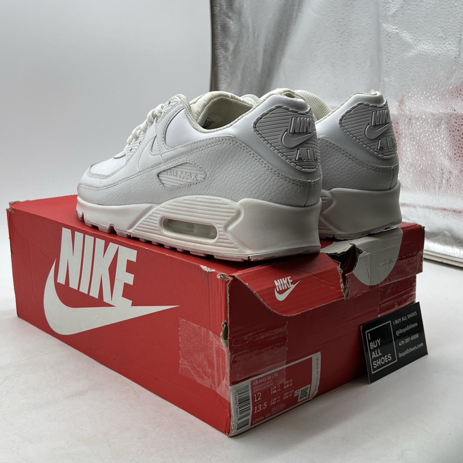 Size 12 - Nike Air Max 90 LTR Triple White (CZ5594-100)