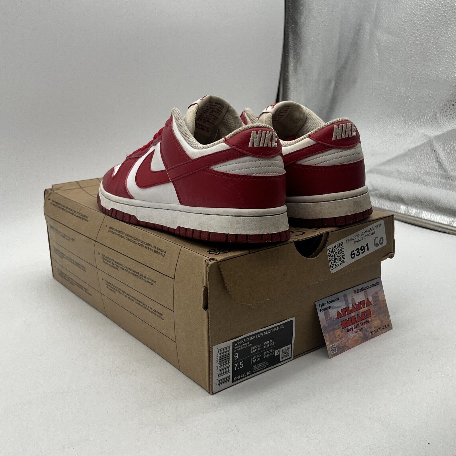 Size 9 - Nike Dunk Next Nature Low Gym Red W White Leather (DN1431-101)