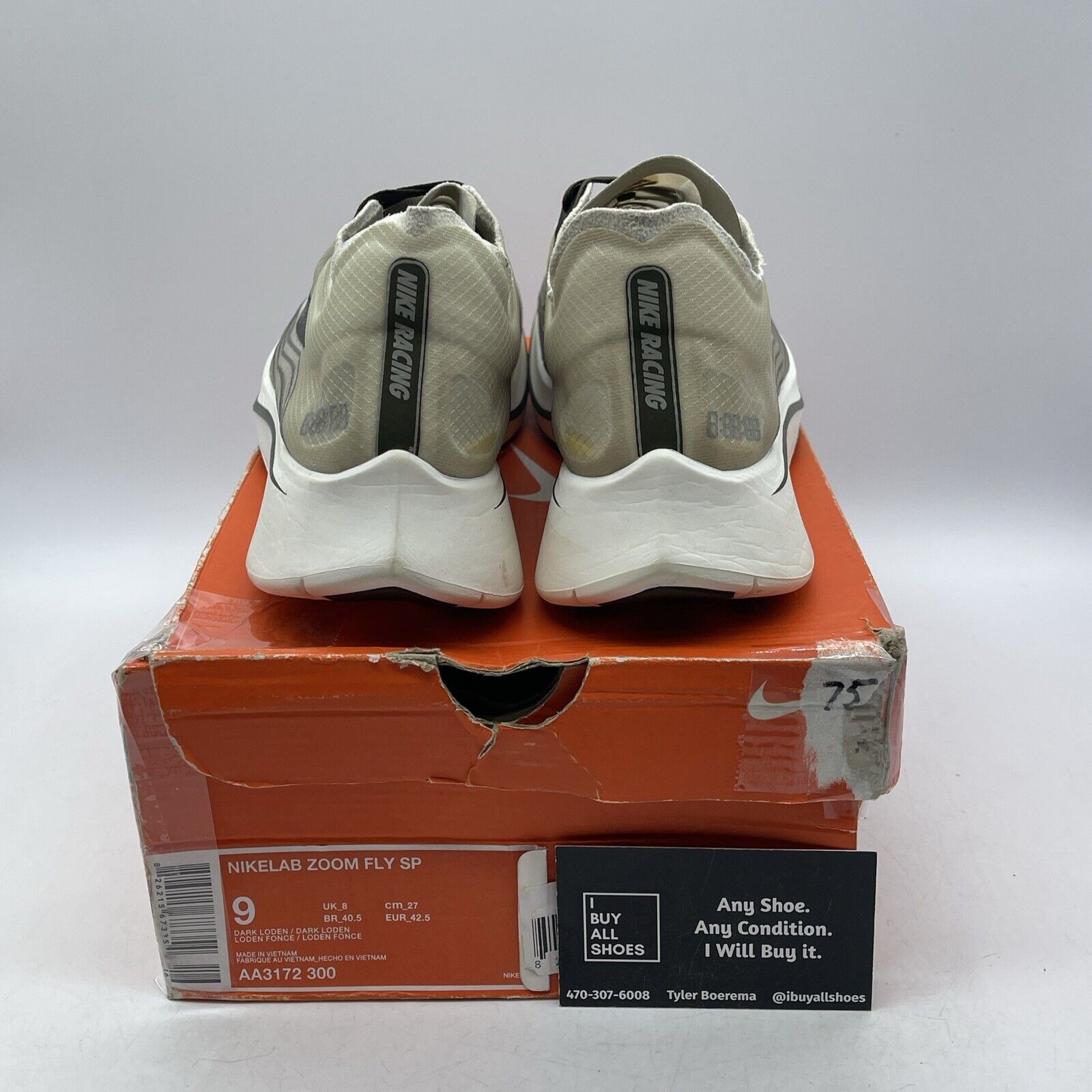 Size 9 - NikeLab Zoom Fly SP Shanghai Black White Green Suede Leather AA3172-300