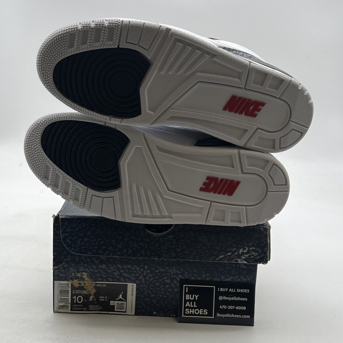 Size 10 - Air Jordan 3 Retro Denim SE Fire Red 2020 (CZ6431-100)