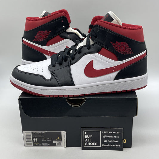 Size 11 - Air Jordan 1 Mid Black Gym Red Leather (554724-122)