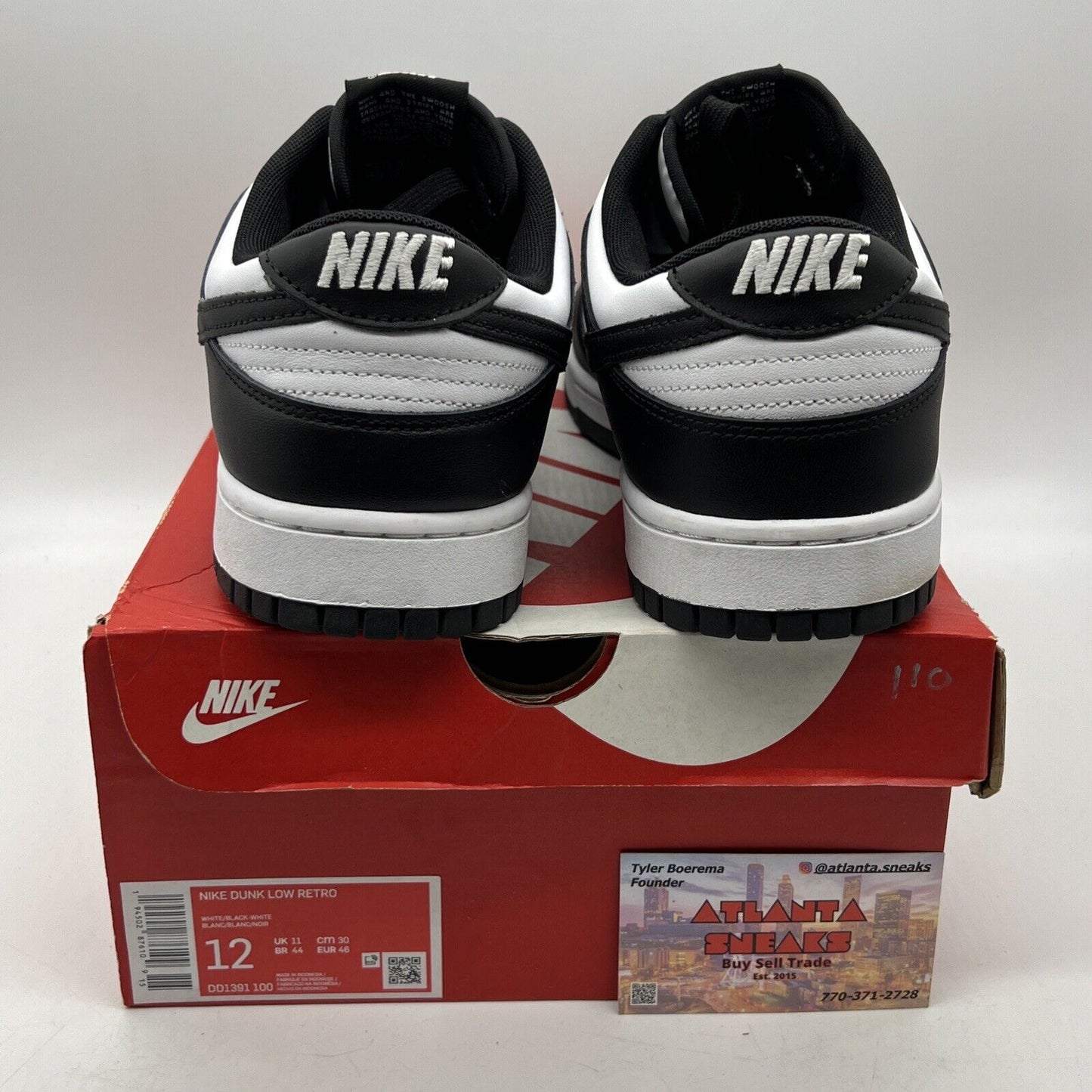 Size 12 - Nike Dunk Low Black White (DD1391-100) Leather