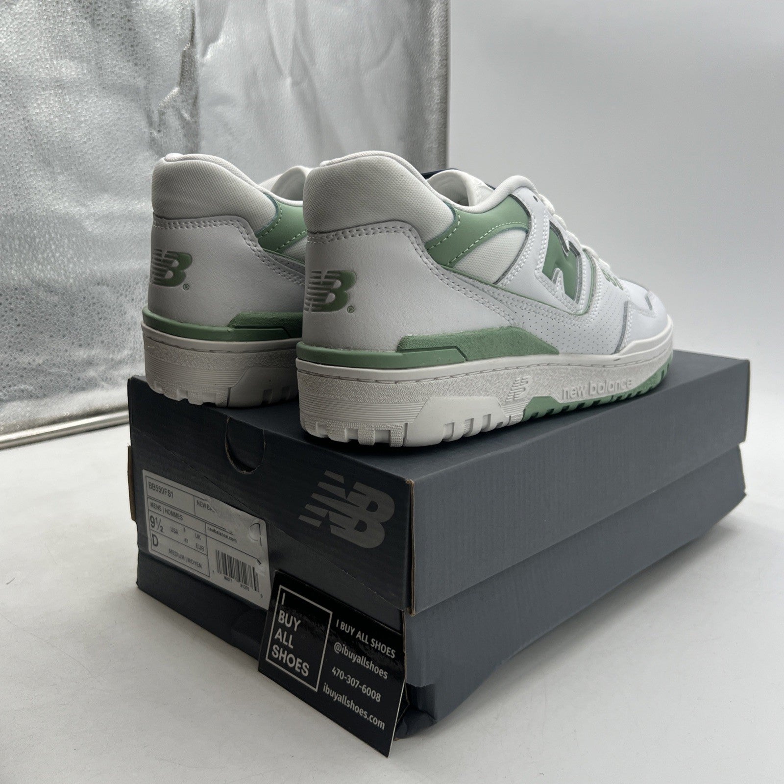 Size 9.5 - New Balance 550 White Mint Green (BB550FS1)