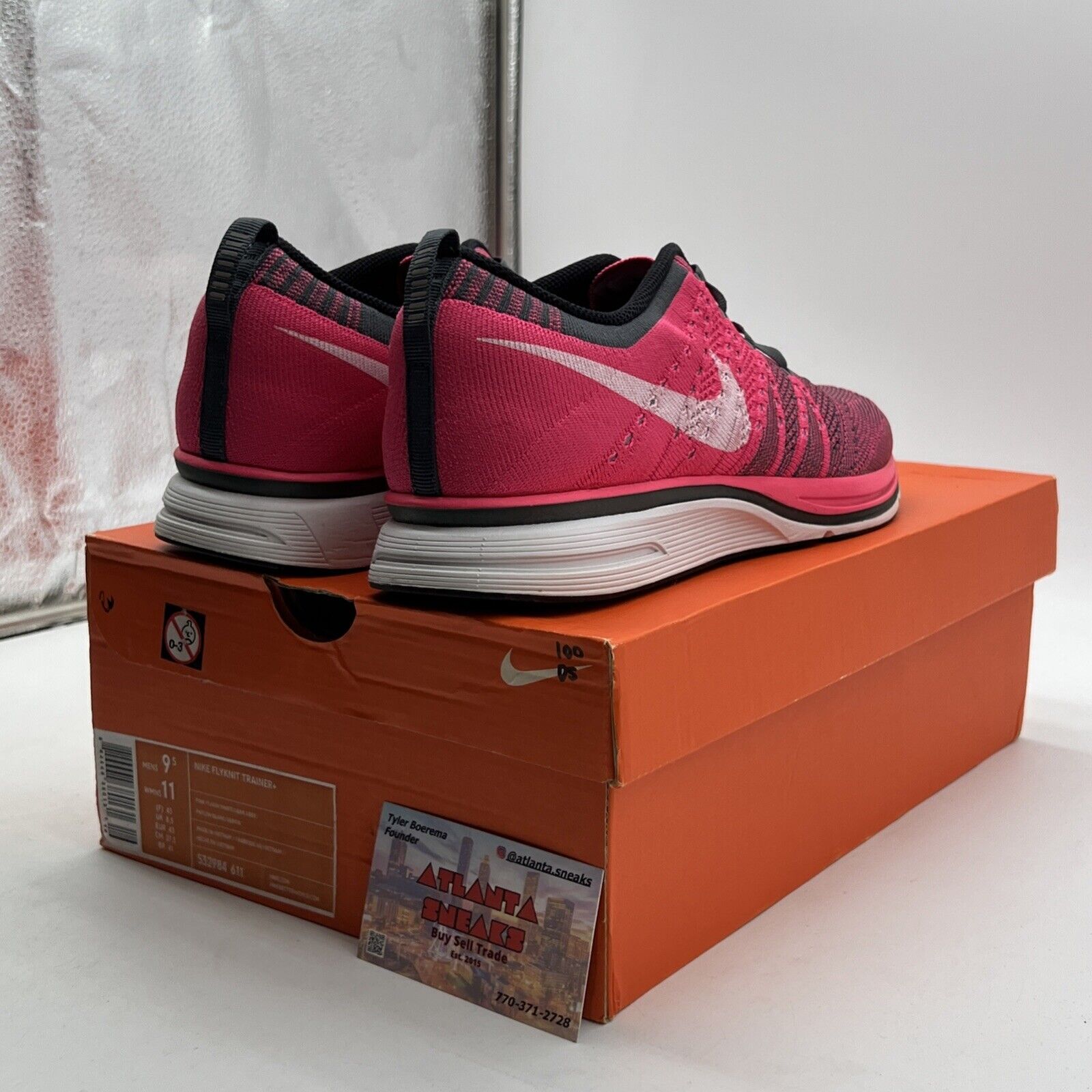 Size 9.5 - Nike Flyknit Trainer+ Pink Flash (532984-611)