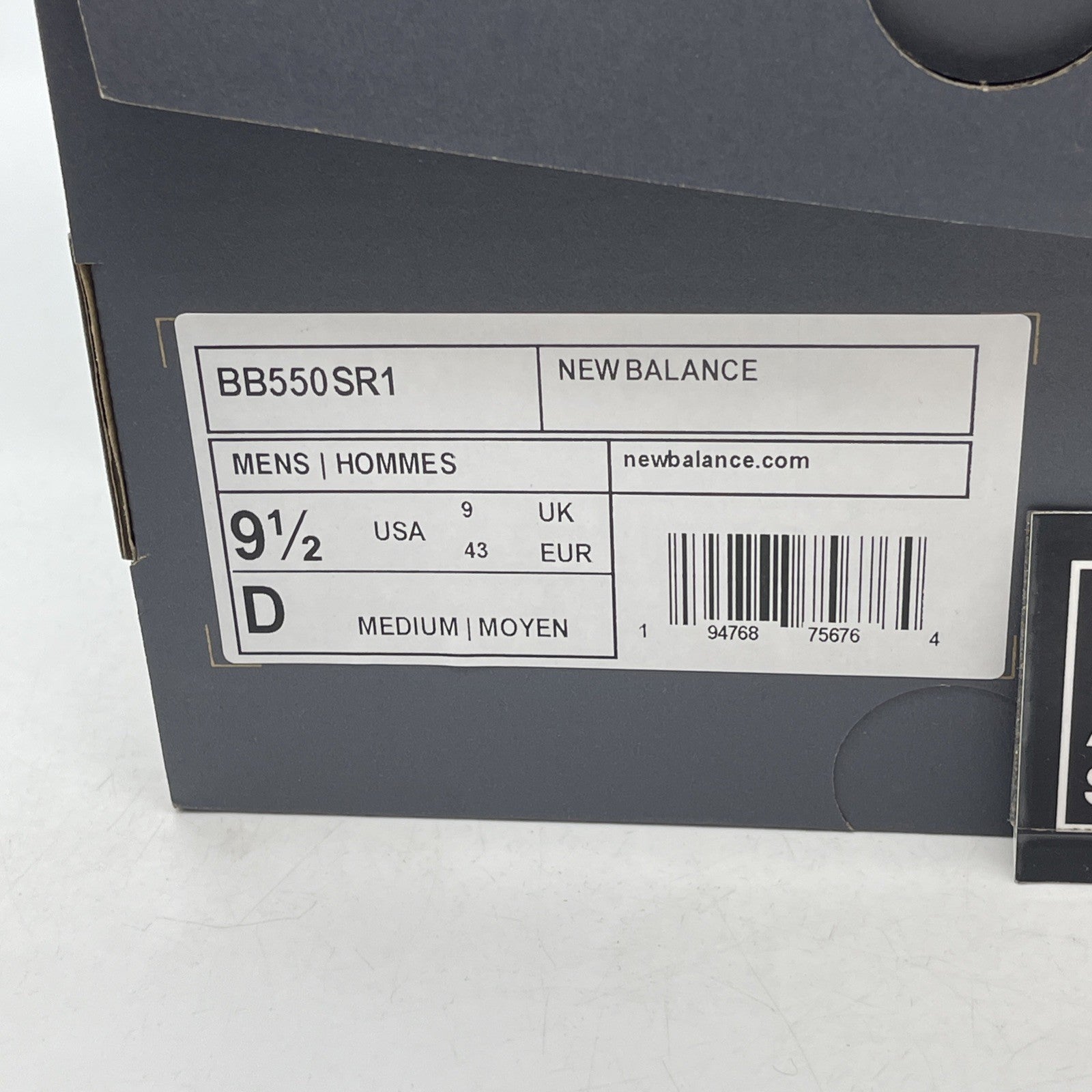 Size 9.5 - New Balance 550 Grey Black Leather (BB550SR1)