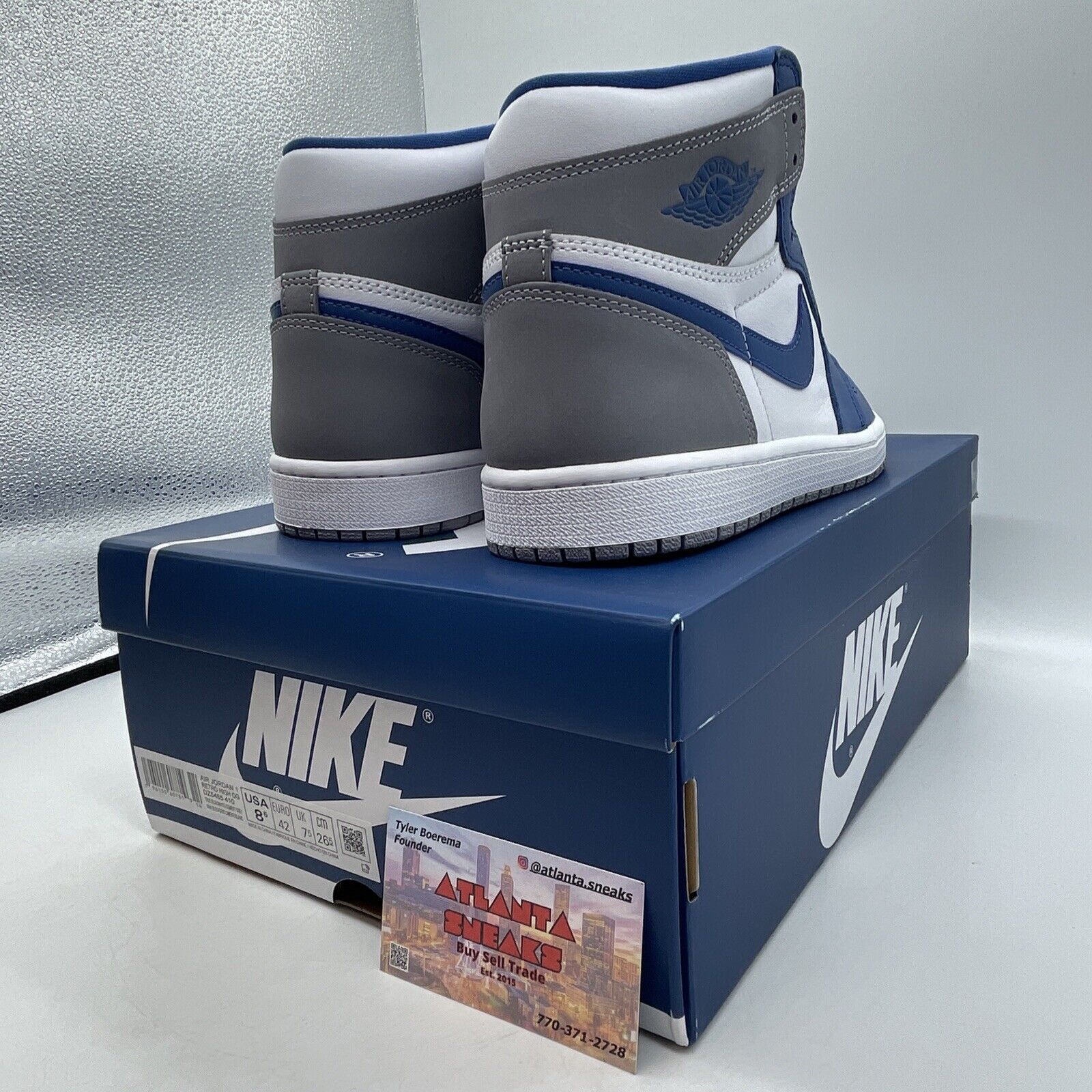 Size 8.5 - Jordan 1 Retro OG High True Blue Grey White Suede (DZ5485-410)