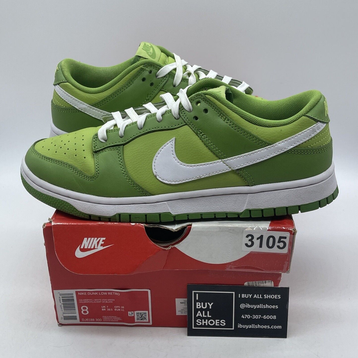 Size 8 - Nike Dunk Low Chlorophyll Green White Suede Leather (DJ6188-300)