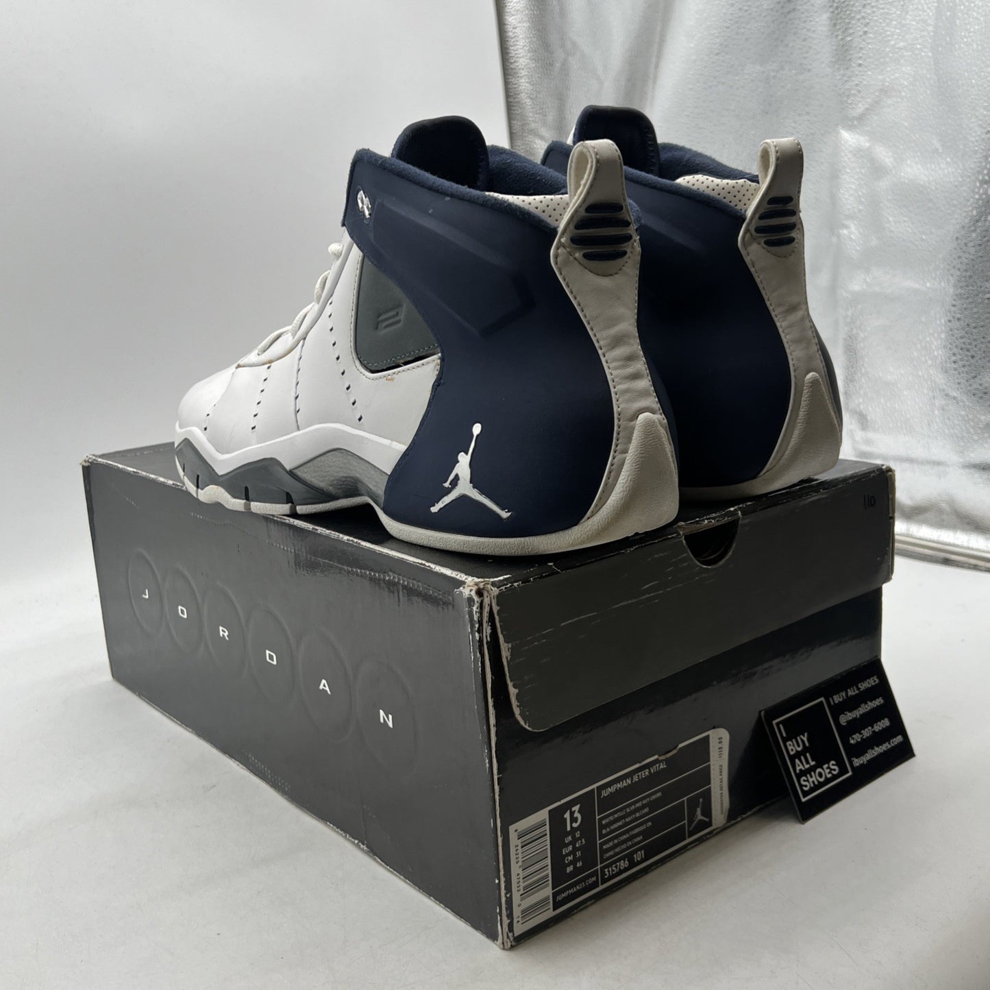 Size 13 - Air Jordan Jumpman Jeter Vital White Midnight Navy (315786-101)