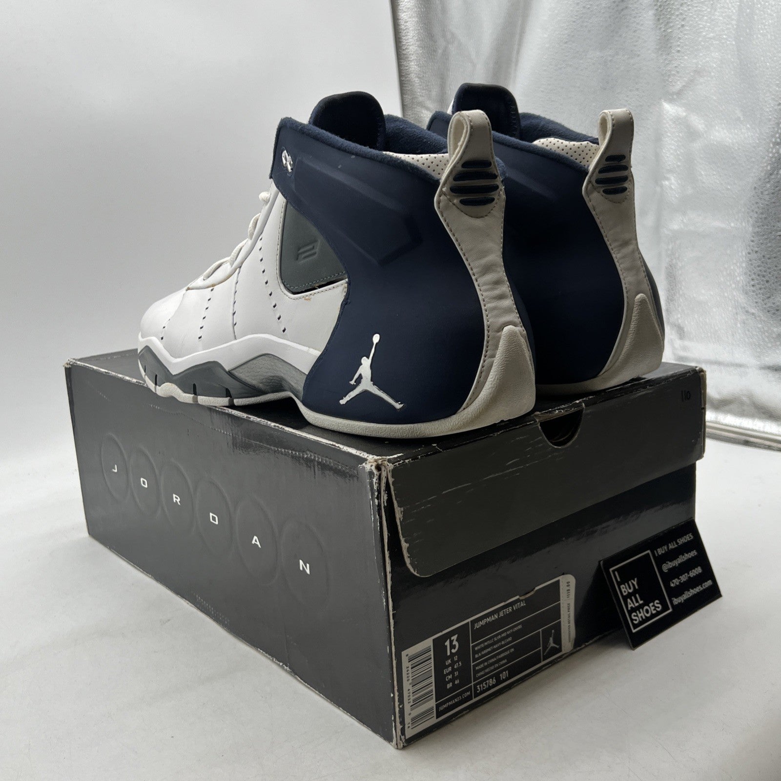 Size 13 - Air Jordan Jumpman Jeter Vital White Midnight Navy (315786-101)