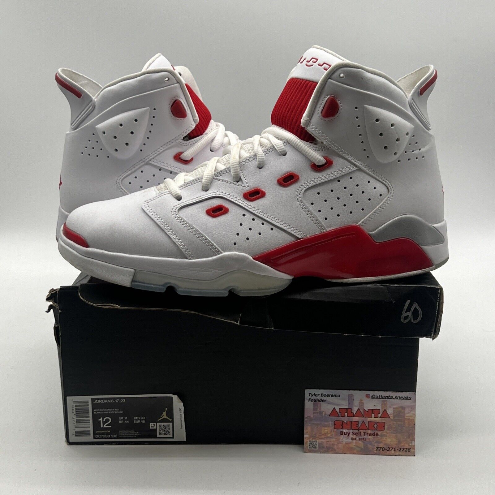 Air Jordan 6-17-23 Shoe (DC7330-106) White Fire Red Leather (DC7330-106)