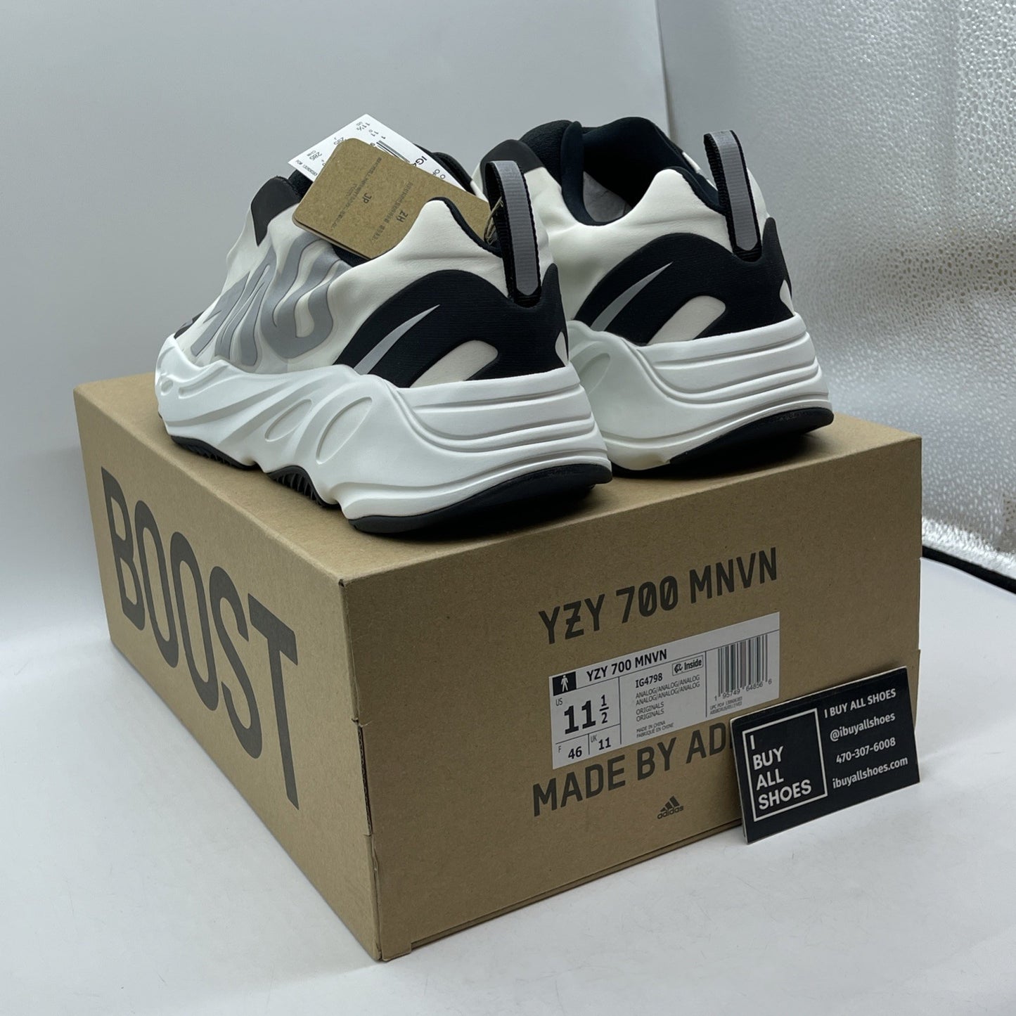 Size 11.5 - adidas Yeezy Boost 700 MNVN Laceless Analog White Black (IG4798)