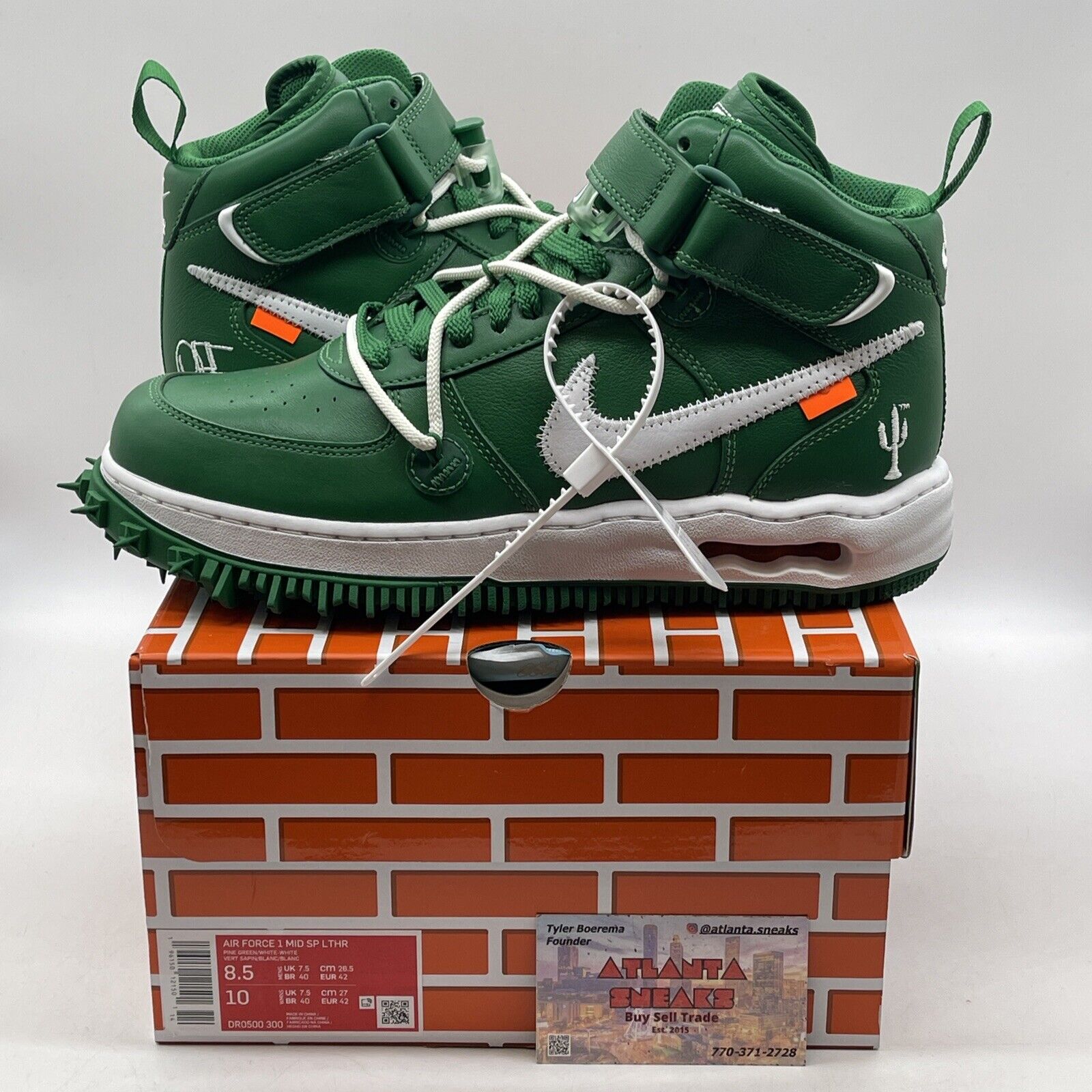 Size 8.5 - Nike Off-White x Air Force 1 SP Leather Mid Pine Green (DR0500-300)