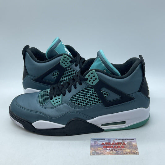 Size 12 - Air Jordan 4 Retro Teal Blue Black White Leather (705331-330)