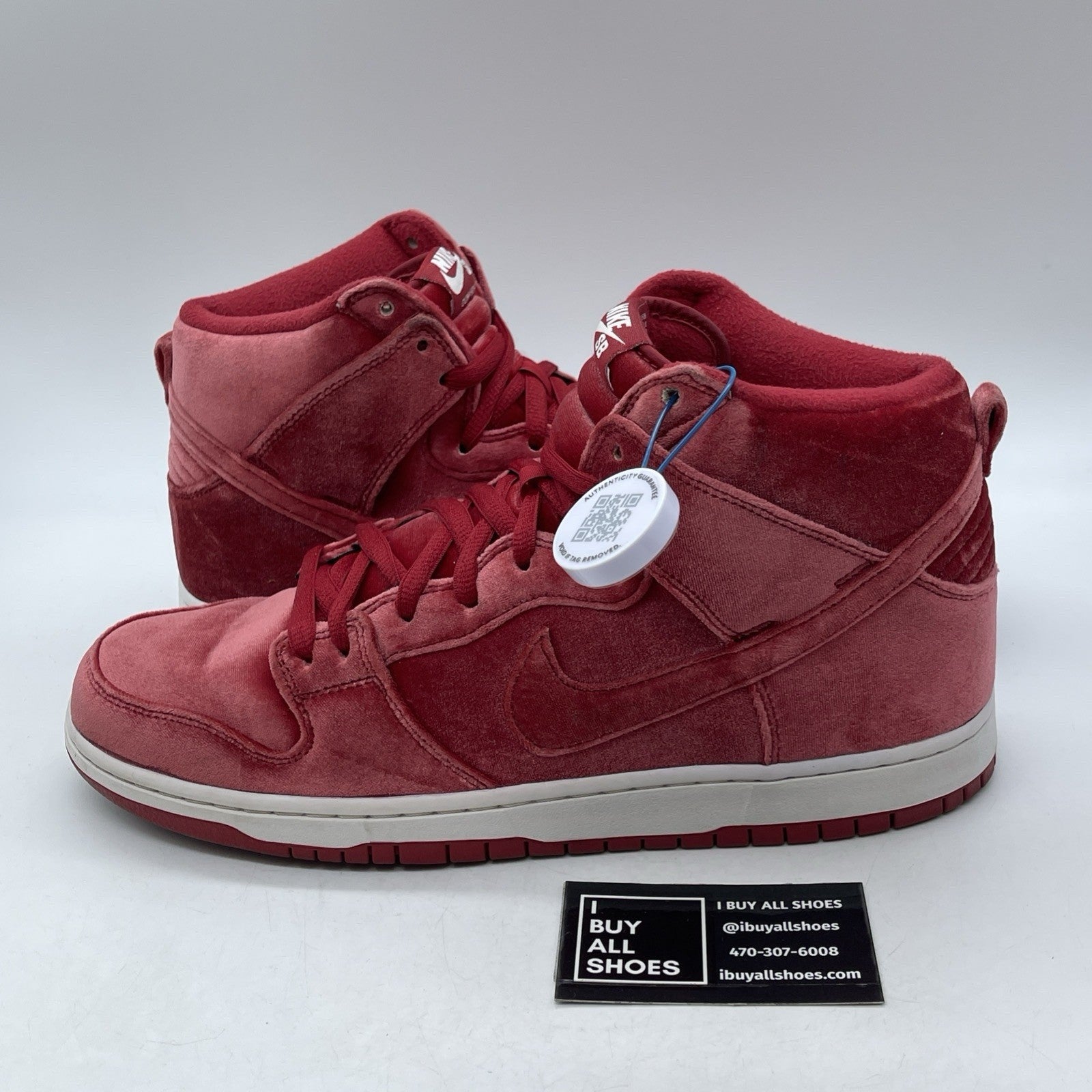 Size 12 - Nike SB Dunk PRM High Red Velvet Suede (313171-661)